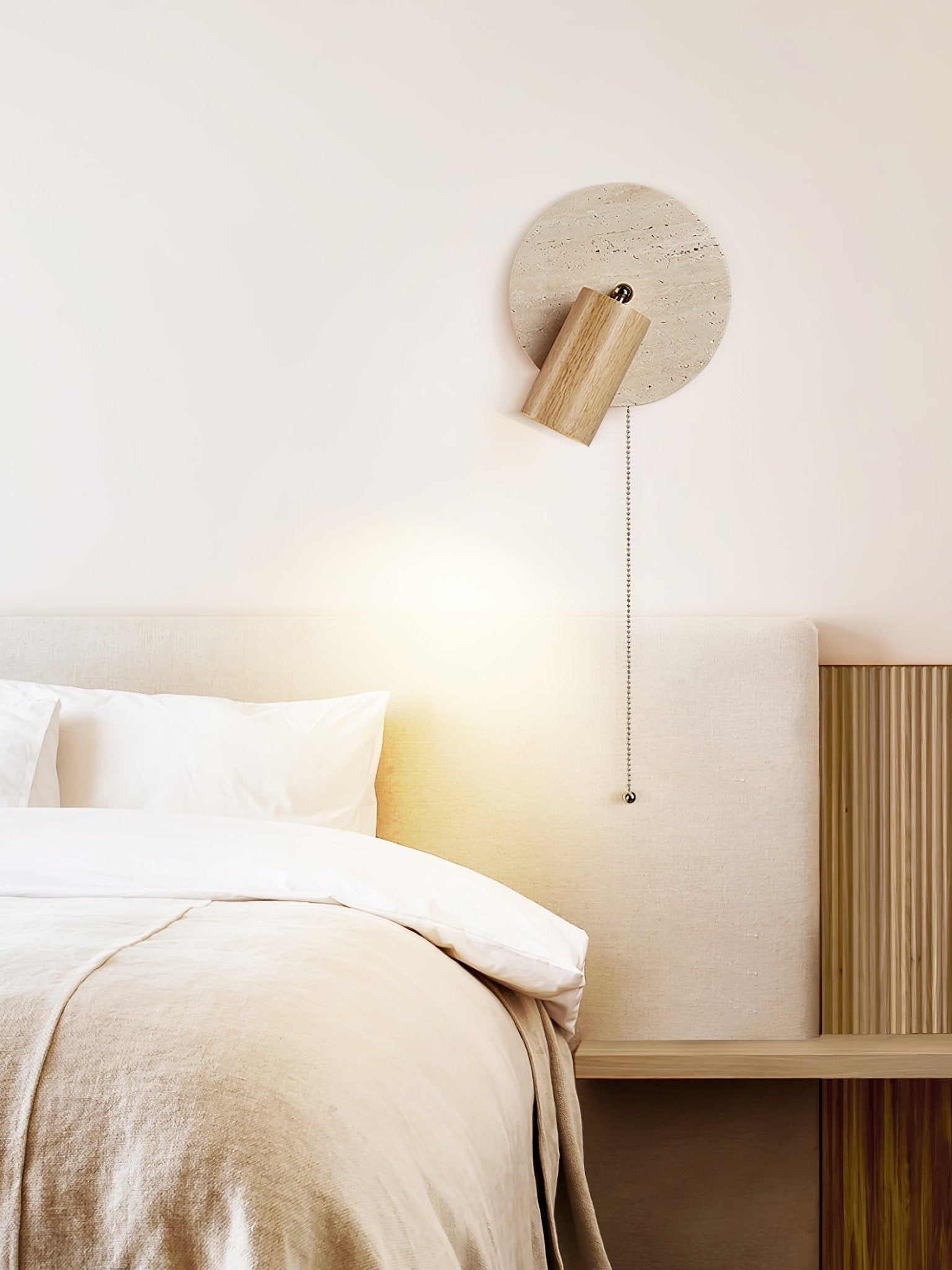Evzoryra Disc Swing Travertine Wall Light - Neutralighting