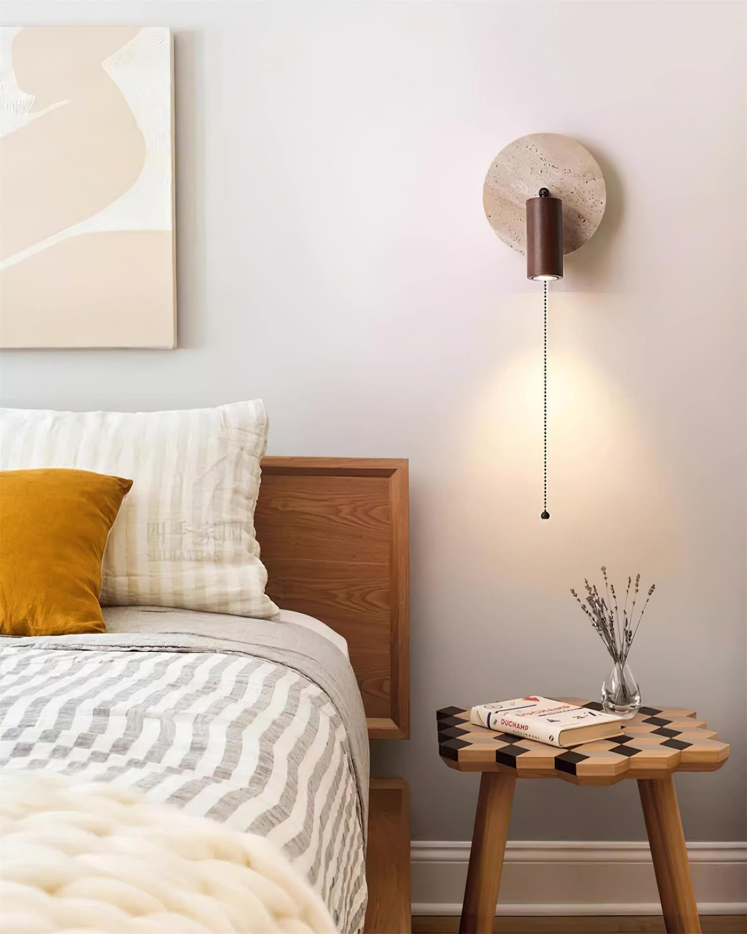 Evzoryra Disc Swing Travertine Wall Light - Neutralighting