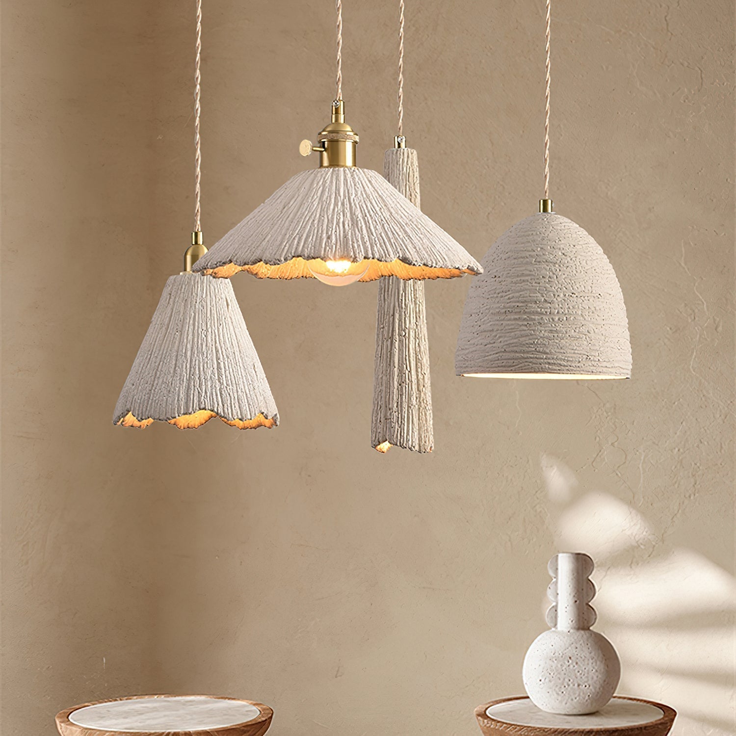 Kirae Textured Pendant Lights Cement - Neutralighting