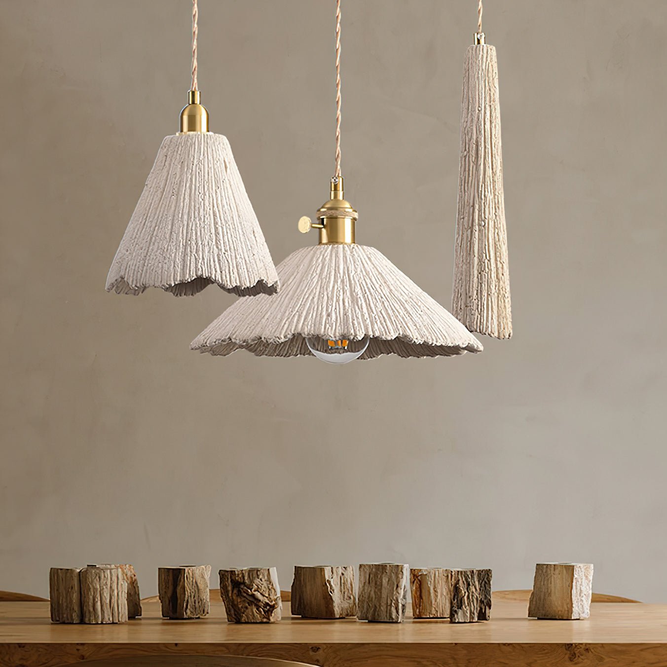 Kirae Textured Pendant Lights Cement - Neutralighting