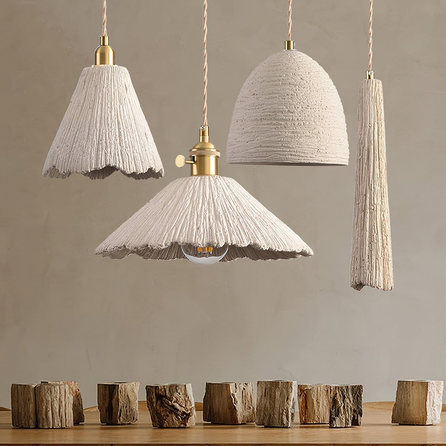 Kirae Textured Pendant Lights Cement - Neutralighting