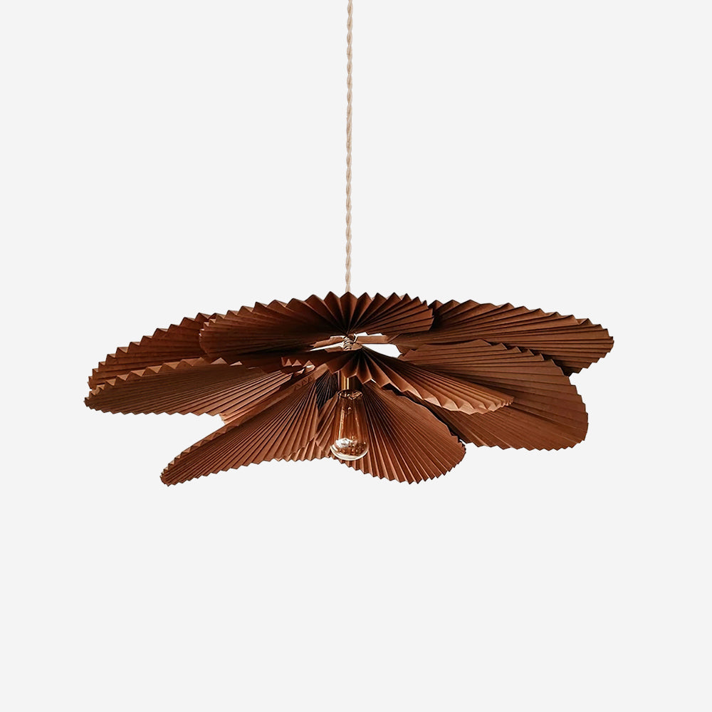 Pendant Light with Pleated Kraft Paper Petal Shade - Neutralighting