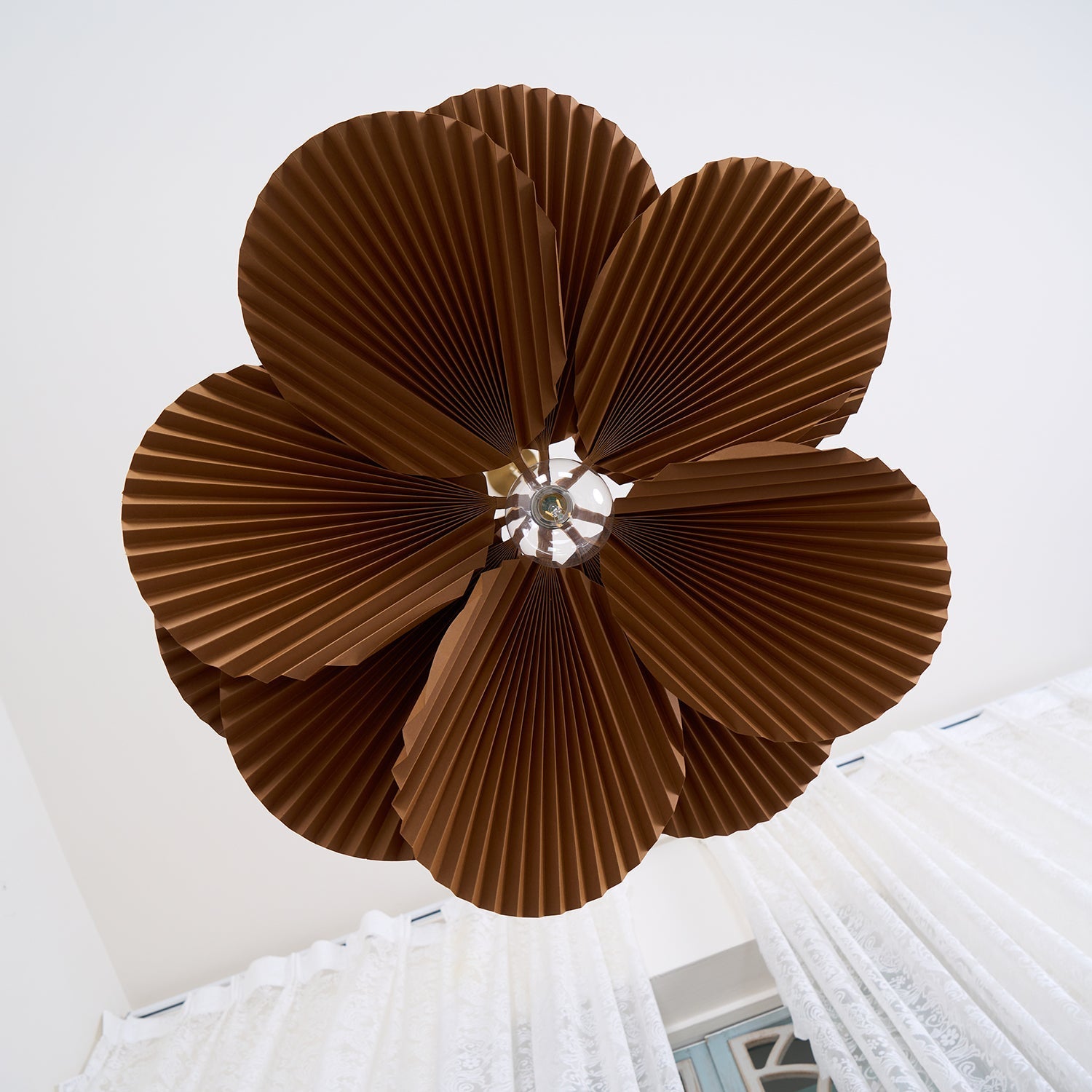 Pendant Light with Pleated Kraft Paper Petal Shade - Neutralighting