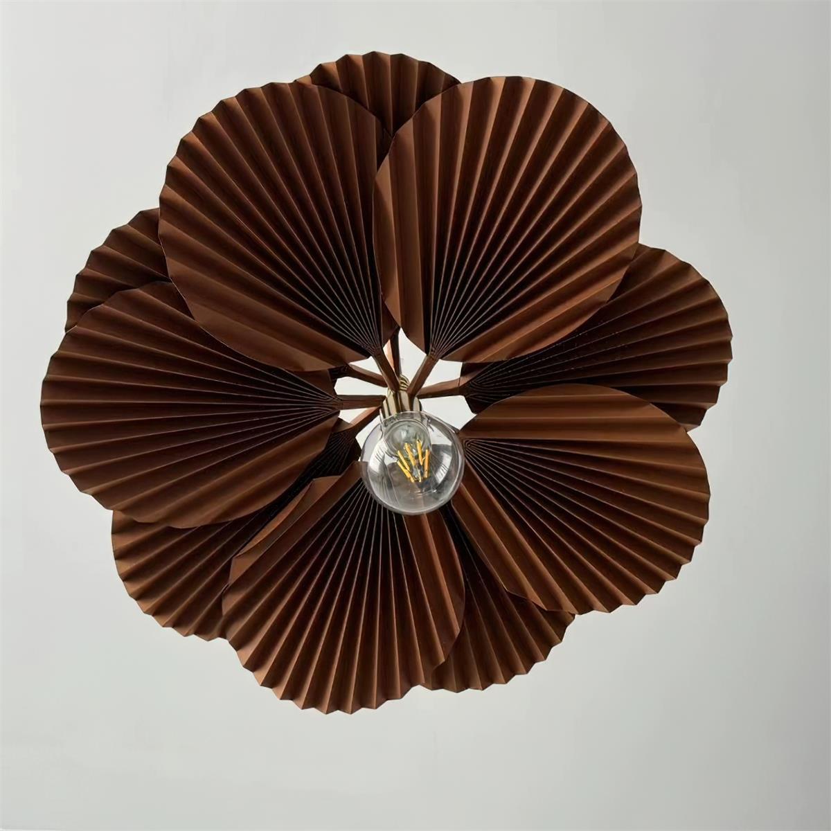Pendant Light with Pleated Kraft Paper Petal Shade - Neutralighting