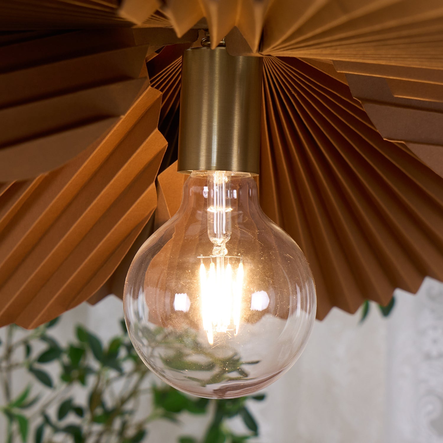 Pendant Light with Pleated Kraft Paper Petal Shade - Neutralighting