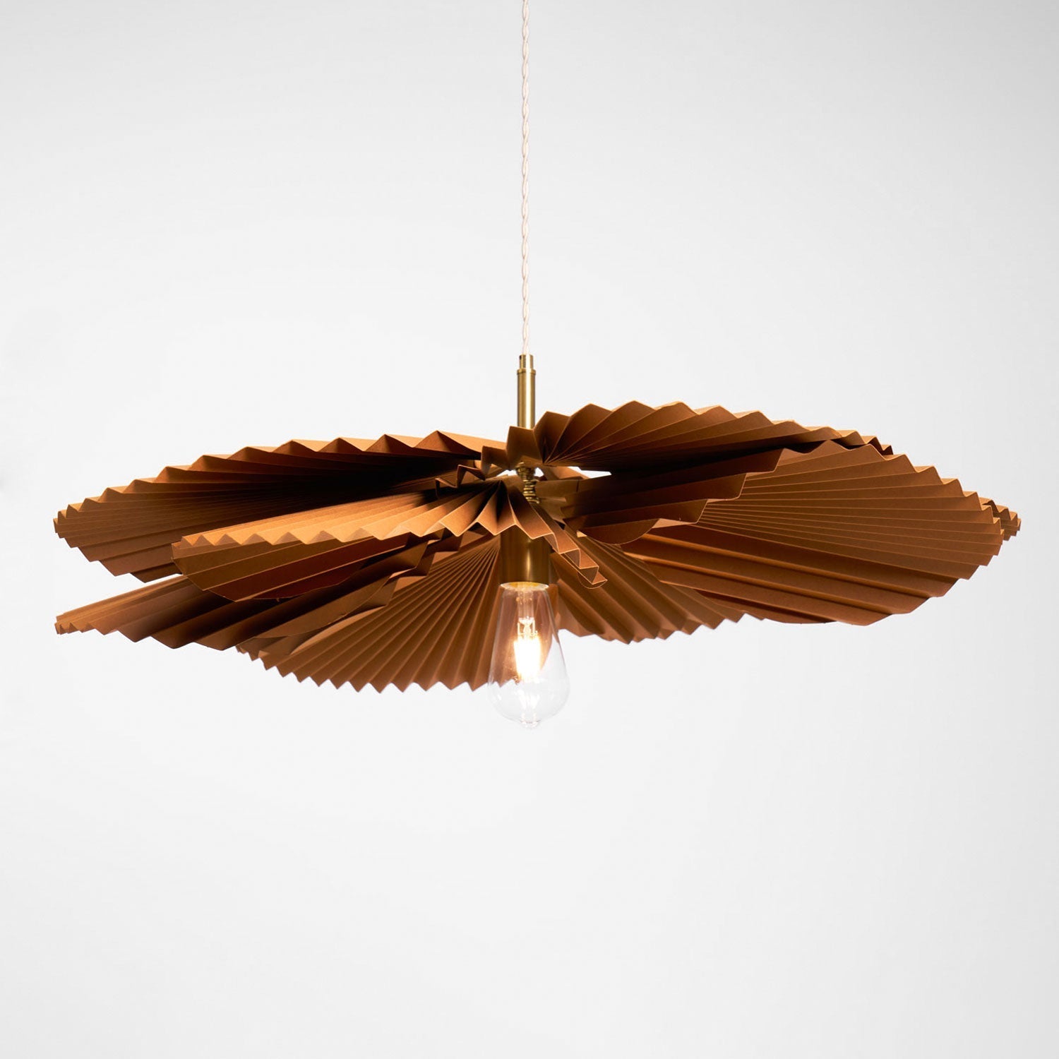 Pendant Light with Pleated Kraft Paper Petal Shade - Neutralighting