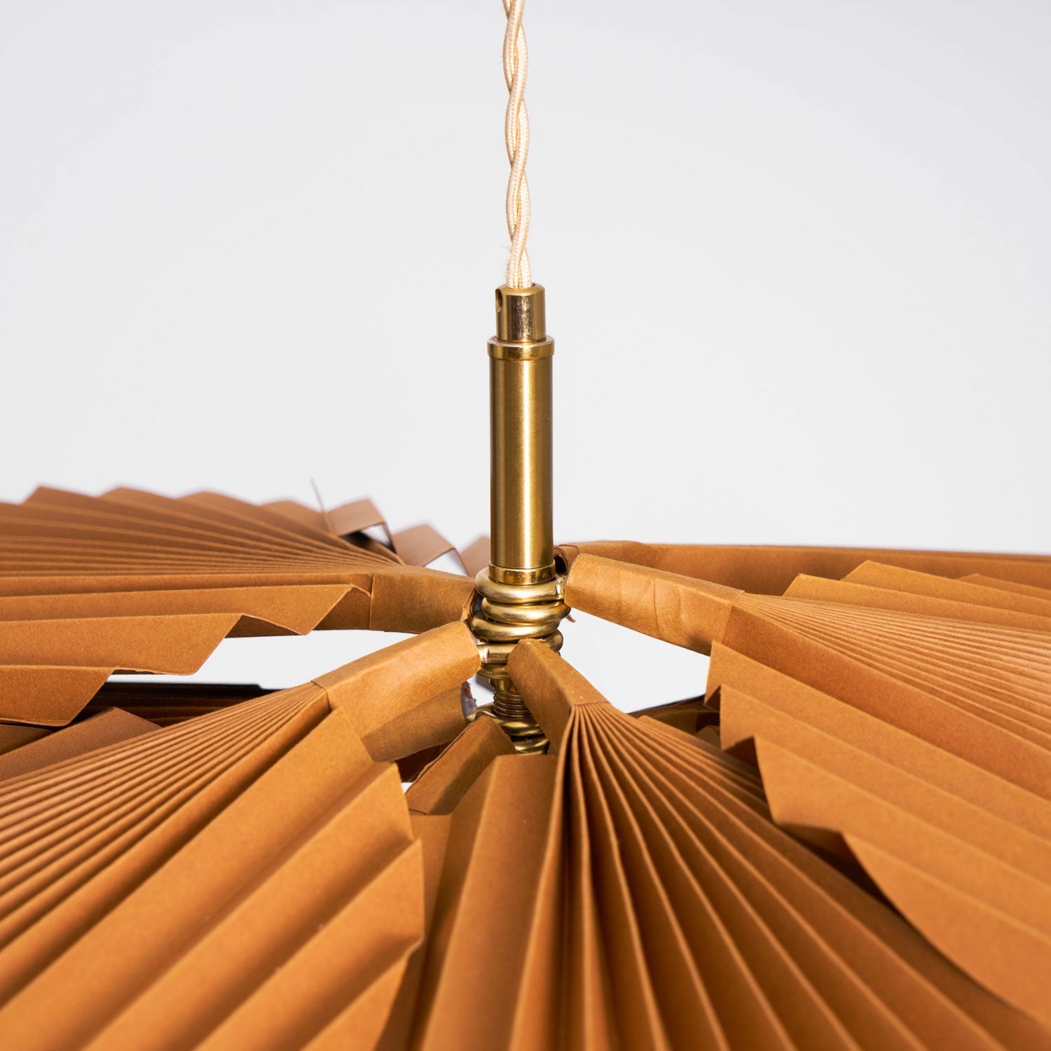 Pendant Light with Pleated Kraft Paper Petal Shade - Neutralighting