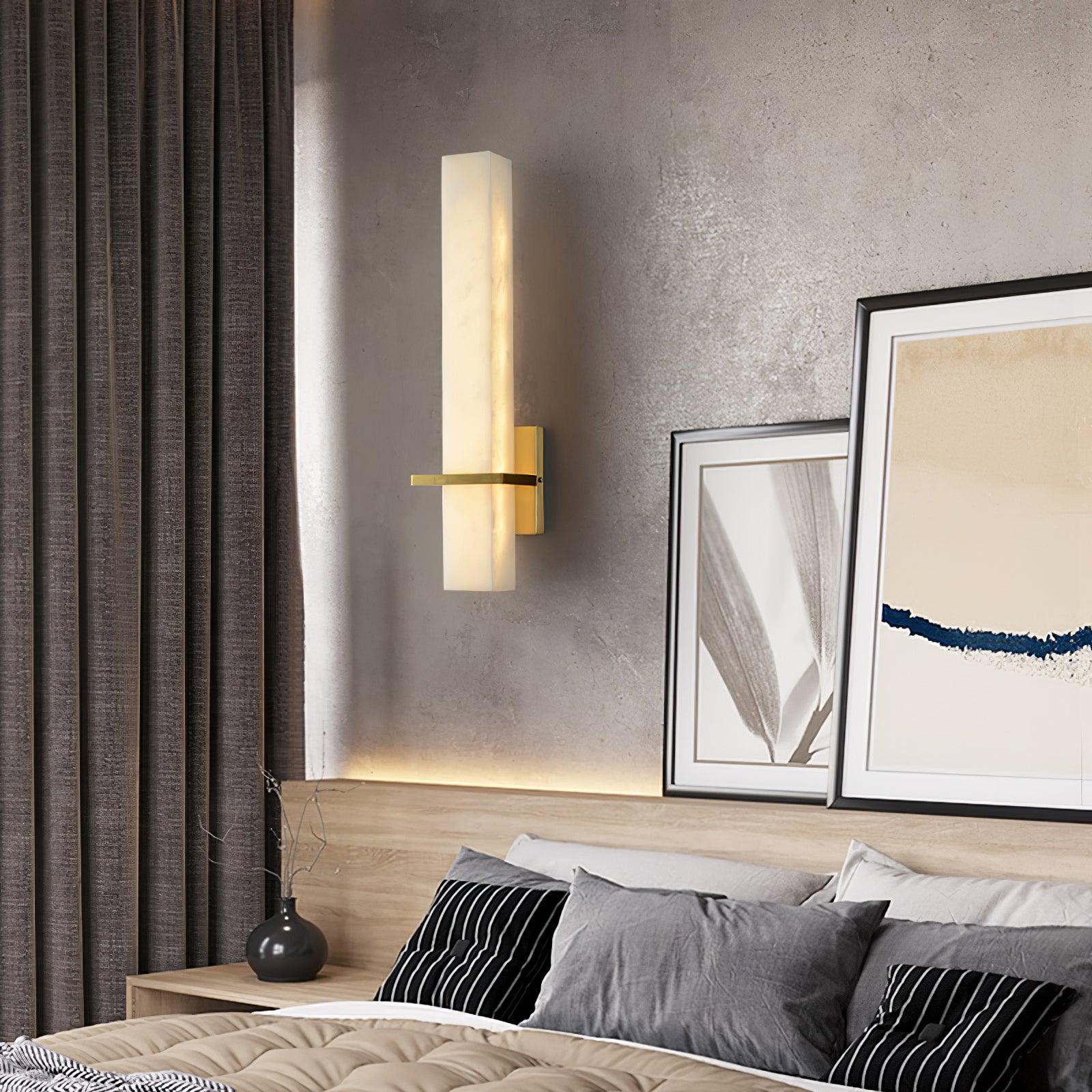 Ritta Wall Lamp White Alabaster Brass Modern Cuboid - Neutralighting
