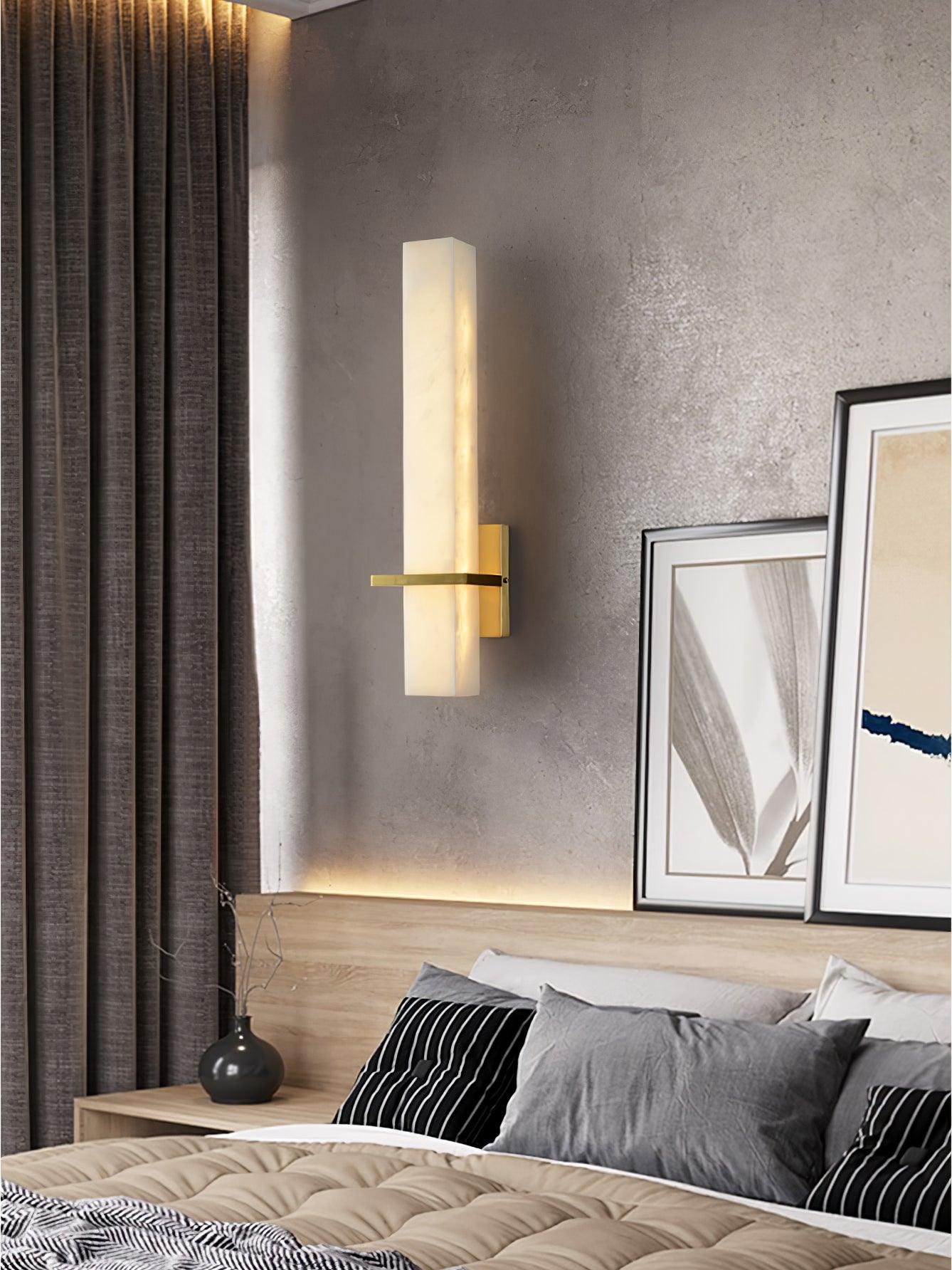 Luste Alabaster Wall Sconce Brass Band Shape - Neutralighting