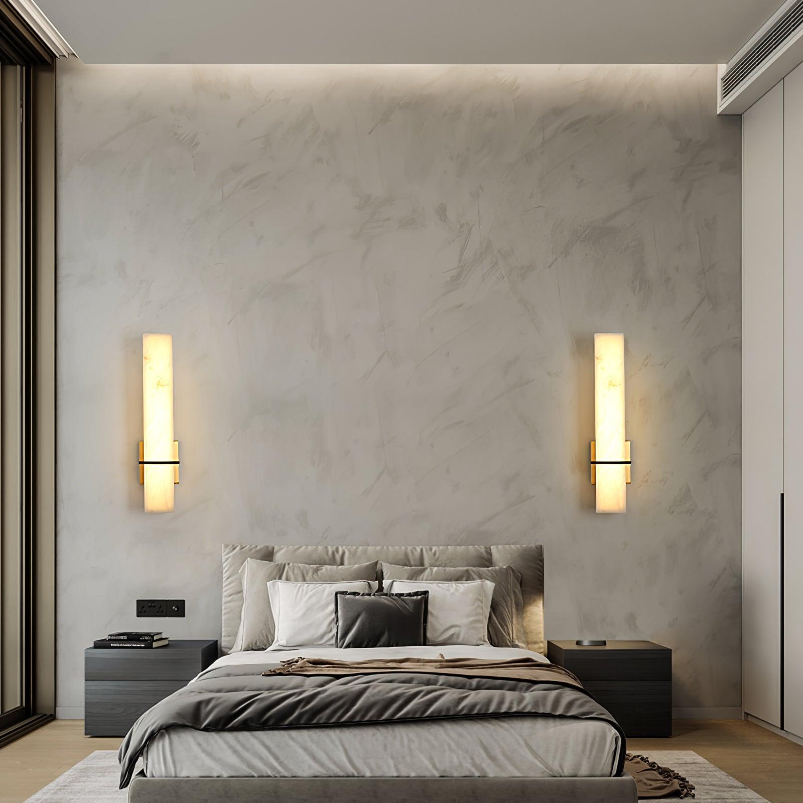 Ritta Wall Lamp White Alabaster Brass Modern Cuboid - Neutralighting