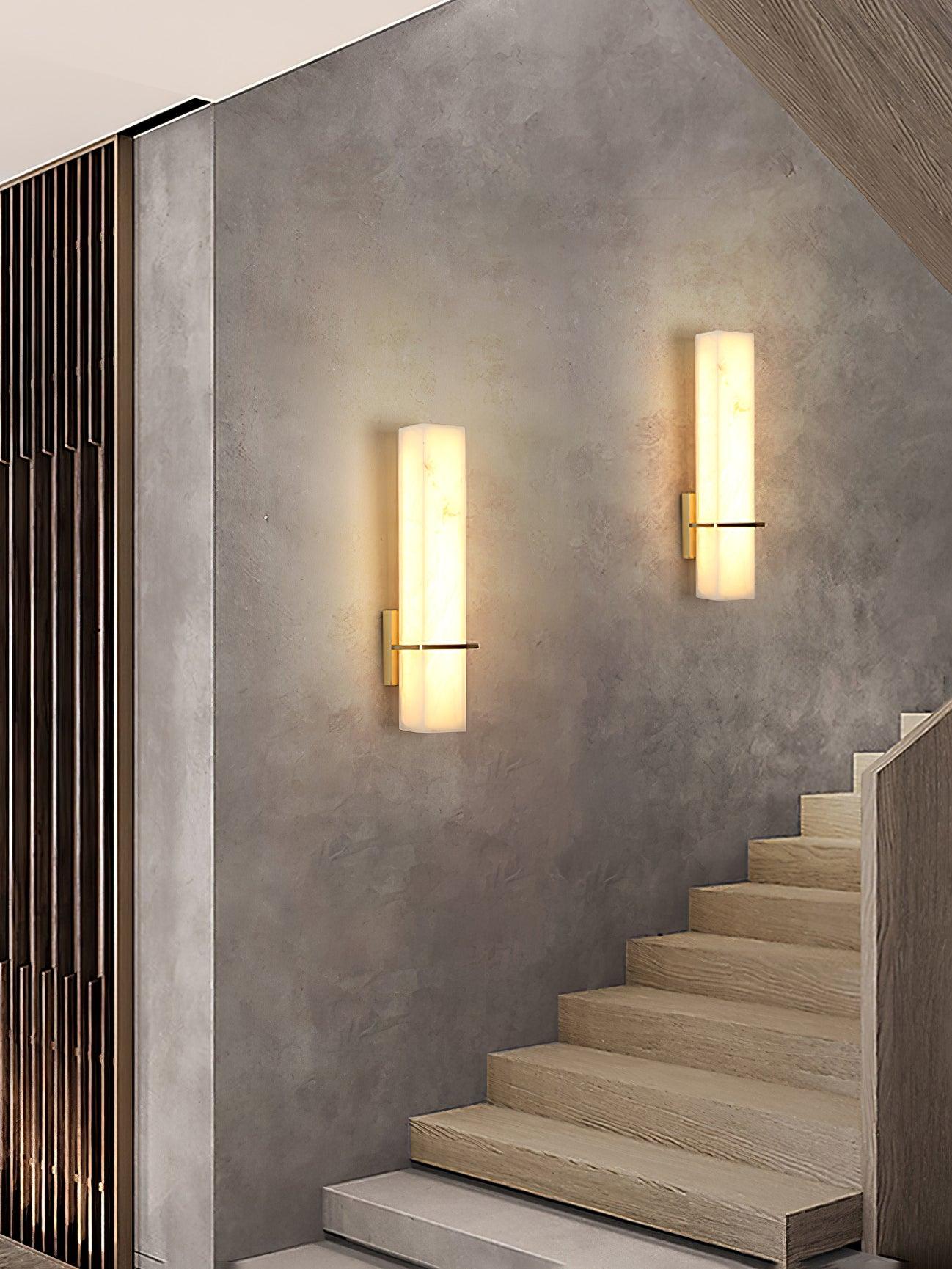 Luste Alabaster Wall Sconce Brass Band Shape - Neutralighting