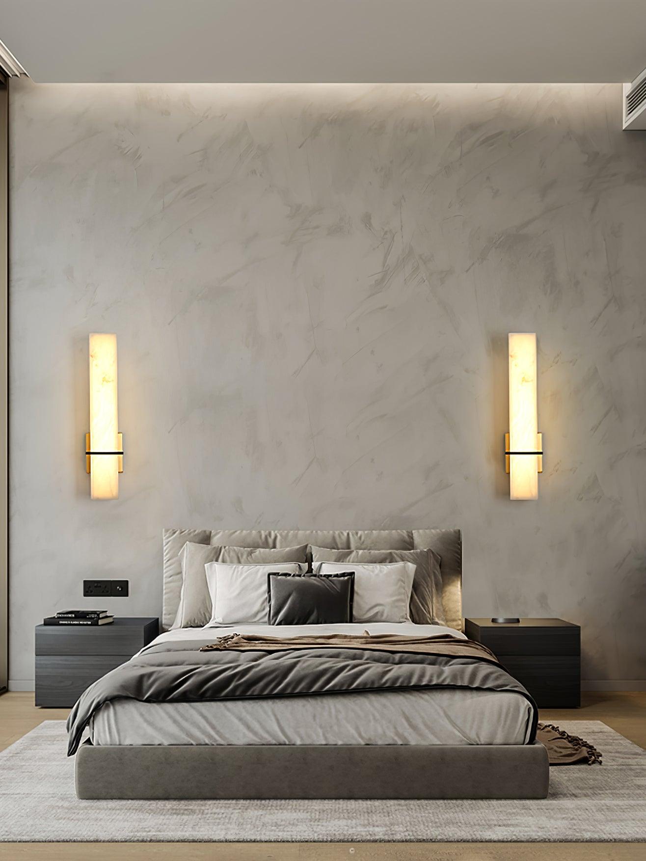 Luste Alabaster Wall Sconce Brass Band Shape - Neutralighting