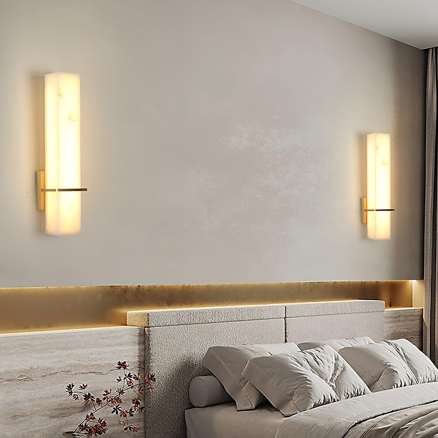 Ritta Wall Lamp White Alabaster Brass Modern Cuboid - Neutralighting