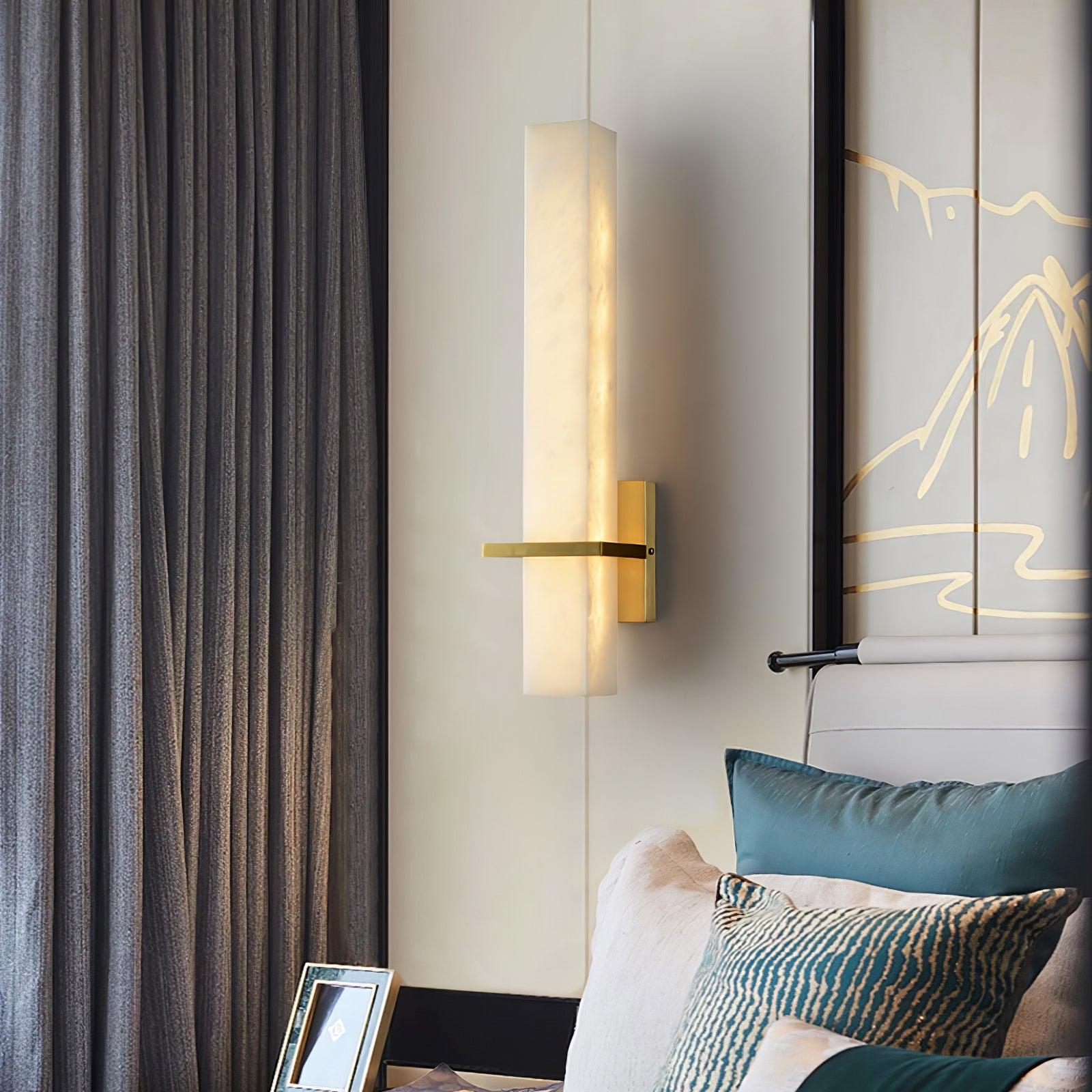 Ritta Wall Lamp White Alabaster Brass Modern Cuboid - Neutralighting