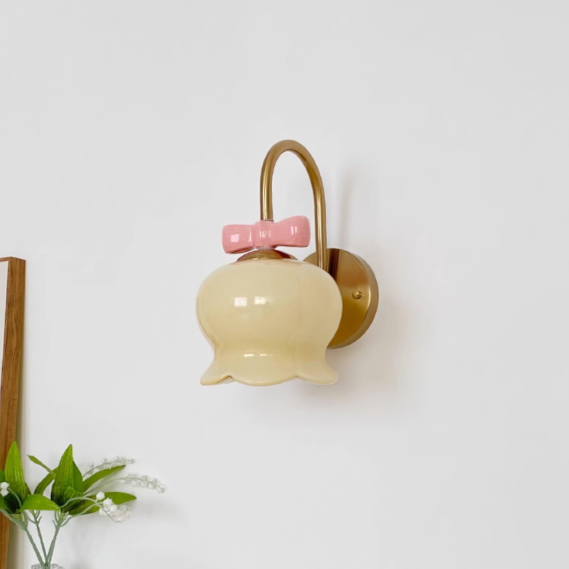 Wall Lamp Bow Accent Bell Glass Shade Playful Modern Kids Room - Neutralighting