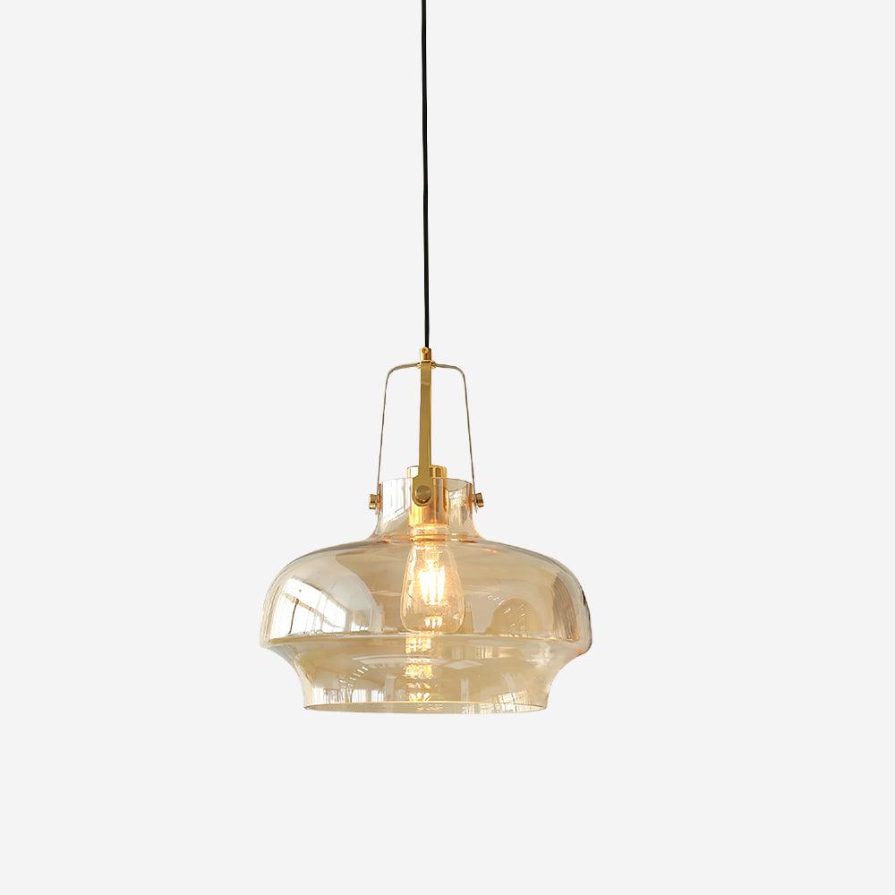 Aurelin Amber Glass Pendant Light with Brass Fittings - Neutralighting