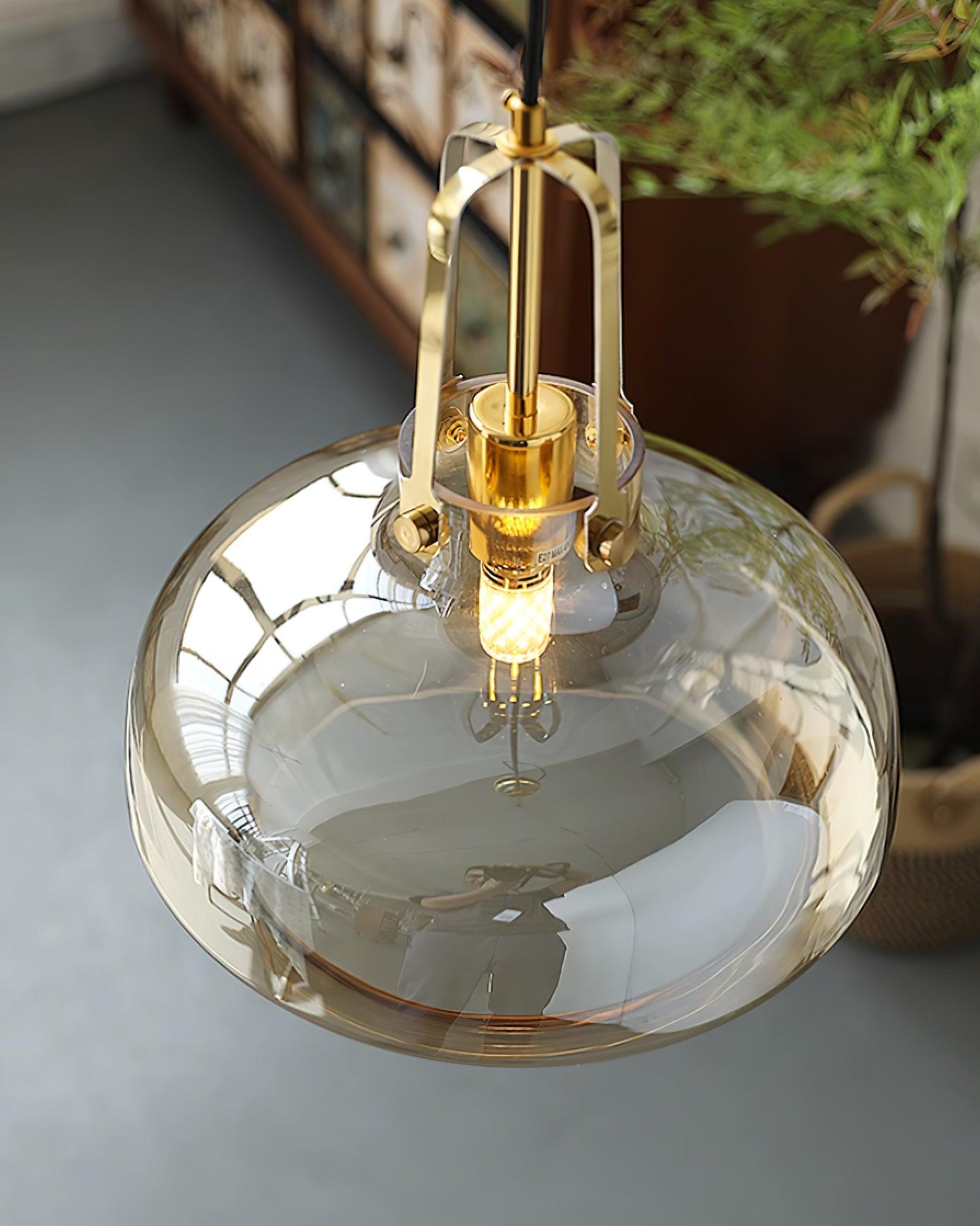 Aurelin Amber Glass Pendant Light with Brass Fittings - Neutralighting