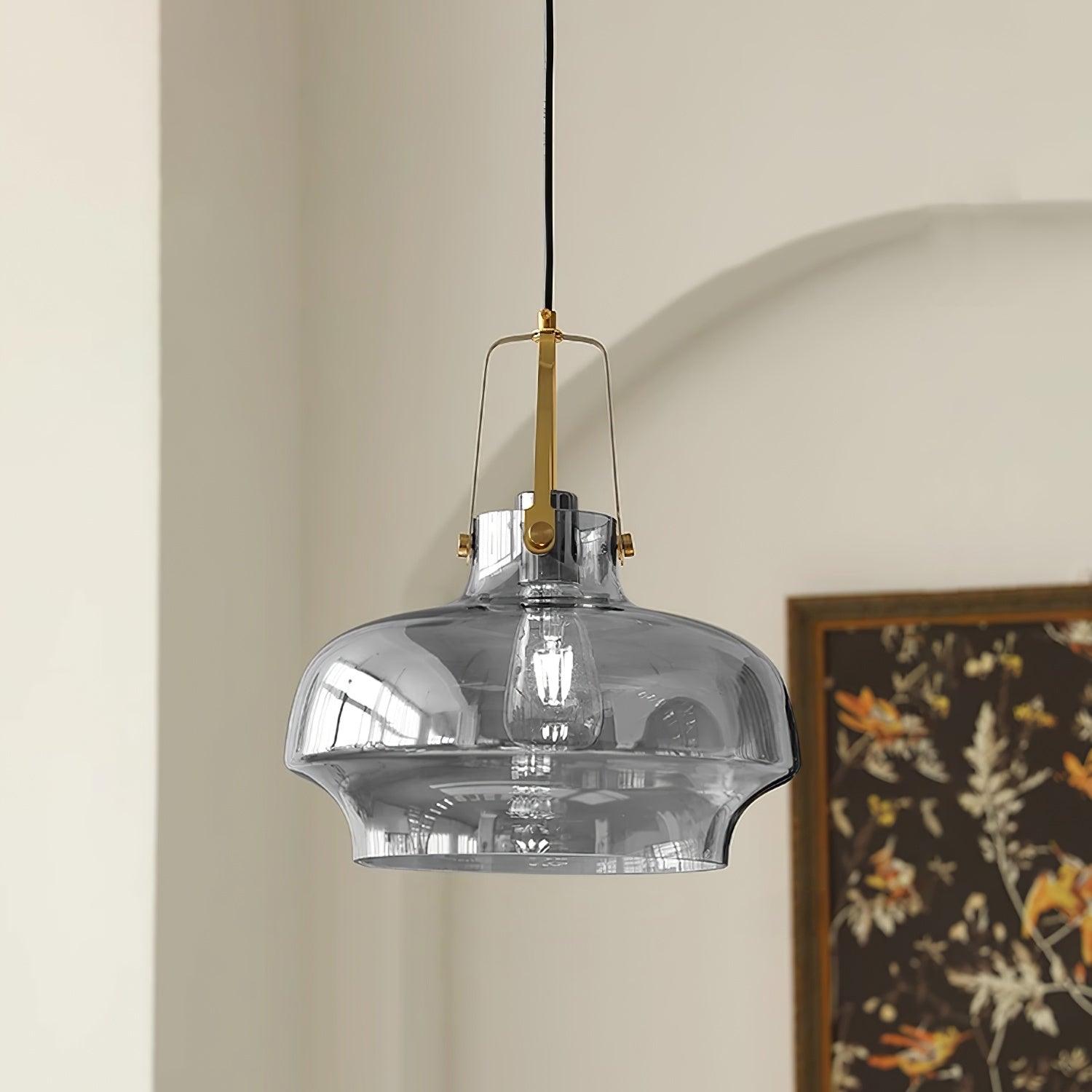 Aurelin Amber Glass Pendant Light with Brass Fittings - Neutralighting