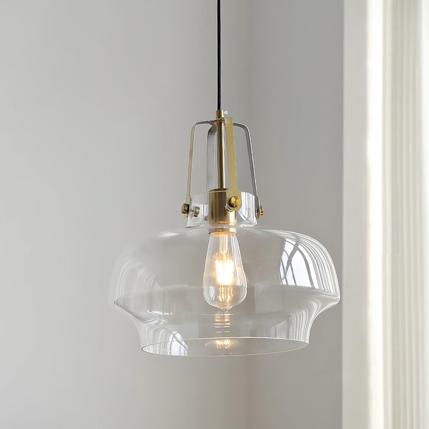 Aurelin Amber Glass Pendant Light with Brass Fittings - Neutralighting