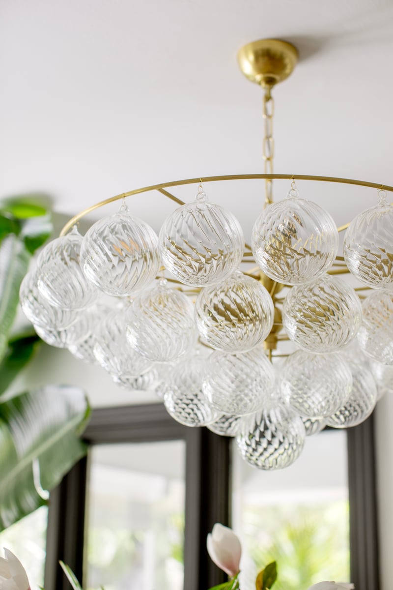Aurora Chandelier Clear Glass Globe Aged Brass Elegant - Neutralighting