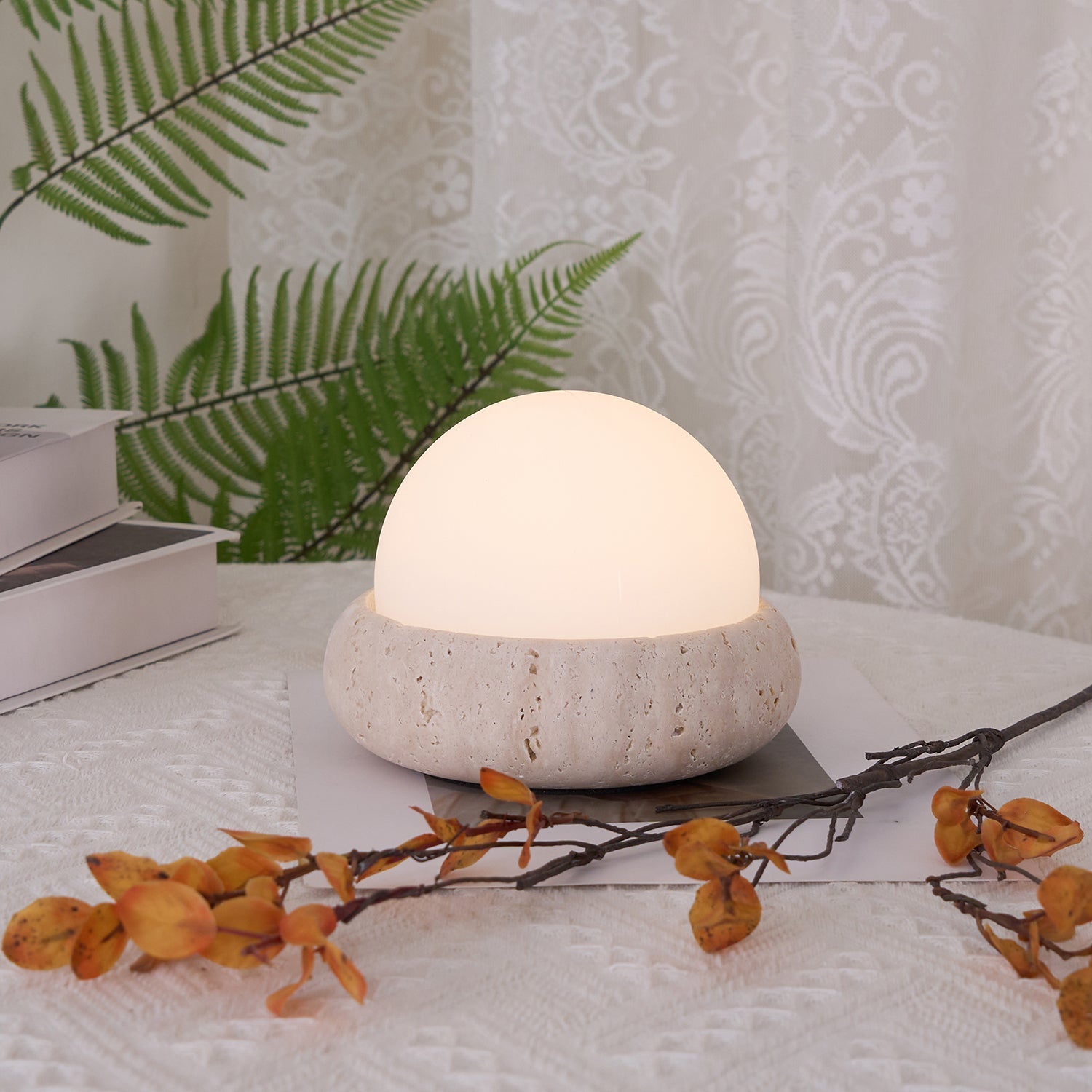 Riita Travertine Globe Table Lamp Mini Maga - Neutralighting