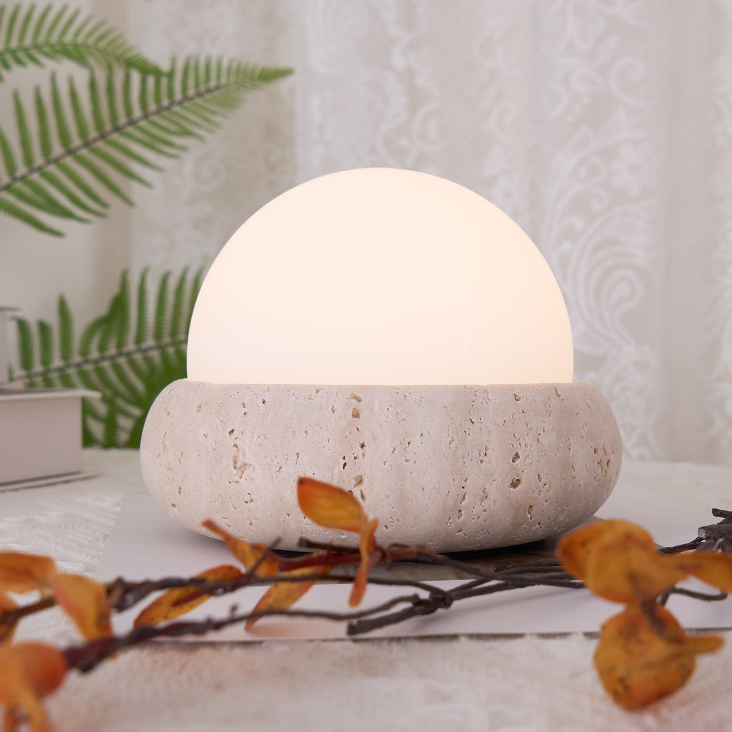 Riita Travertine Globe Table Lamp Mini Maga - Neutralighting