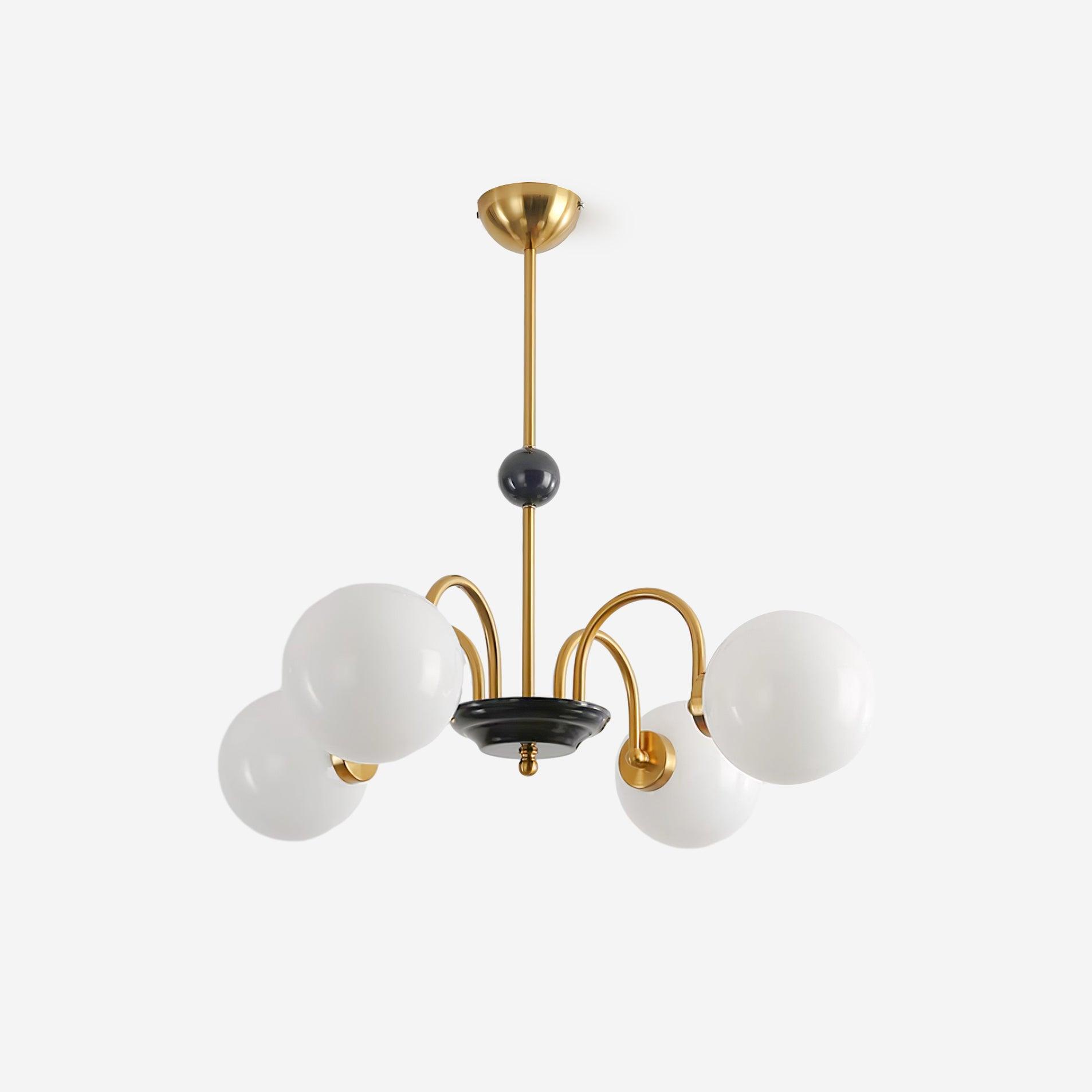Chandelier Curved Arms Globe Shades Modern Retro Style Dining - Neutralighting