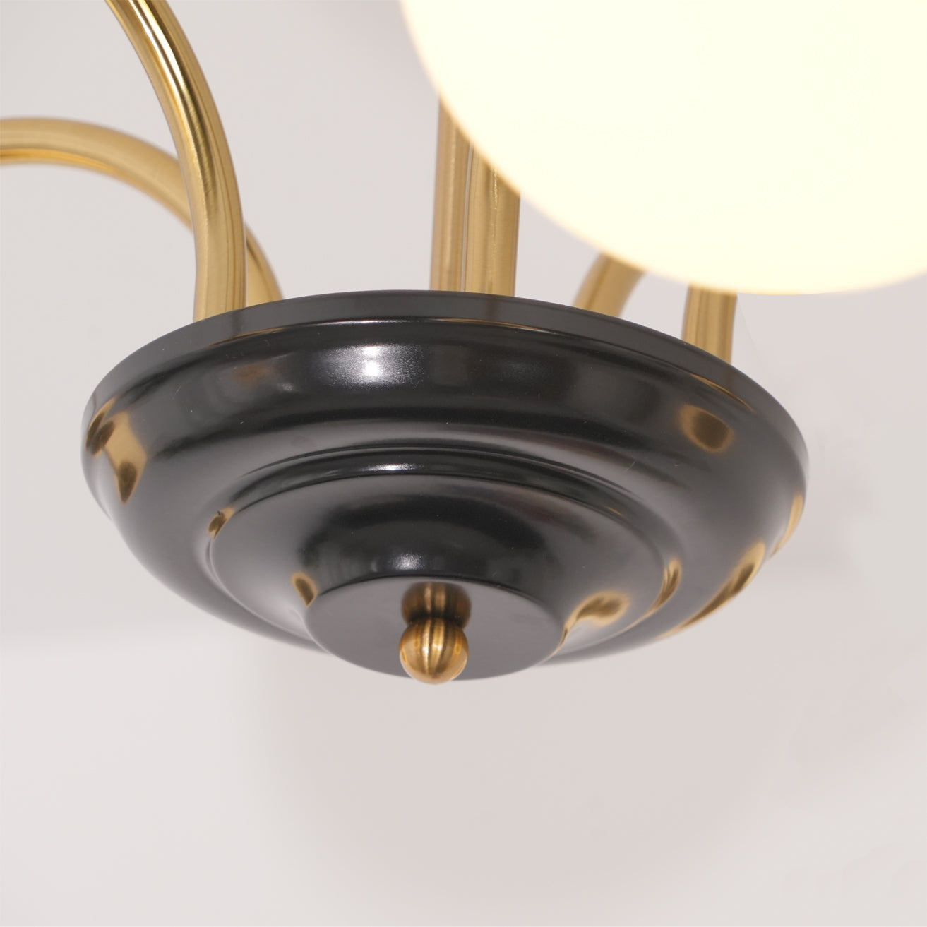 Chandelier Curved Arms Globe Shades Modern Retro Style Dining - Neutralighting