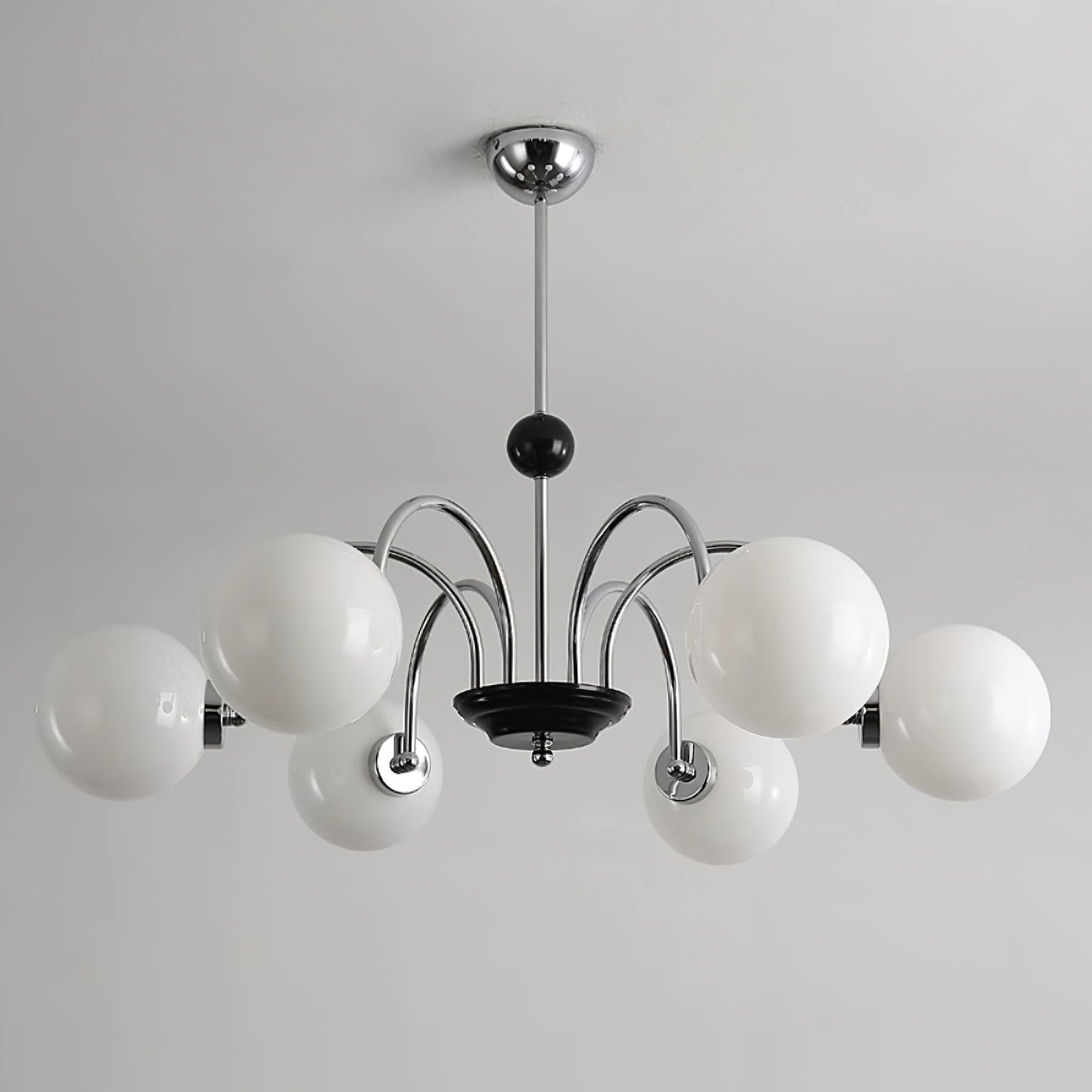 Chandelier Curved Arms Globe Shades Modern Retro Style Dining - Neutralighting