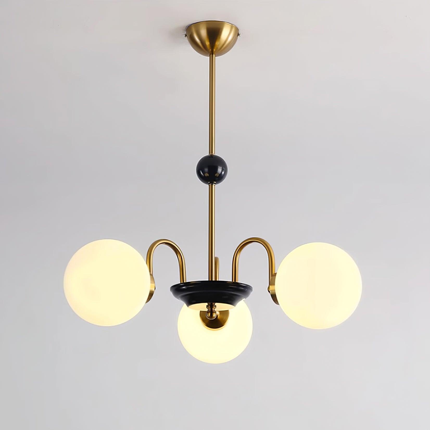 Chandelier Curved Arms Globe Shades Modern Retro Style Dining - Neutralighting