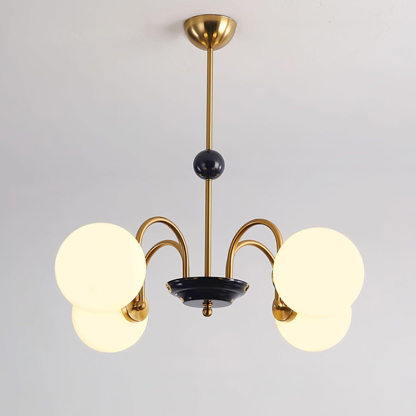 Chandelier Curved Arms Globe Shades Modern Retro Style Dining - Neutralighting