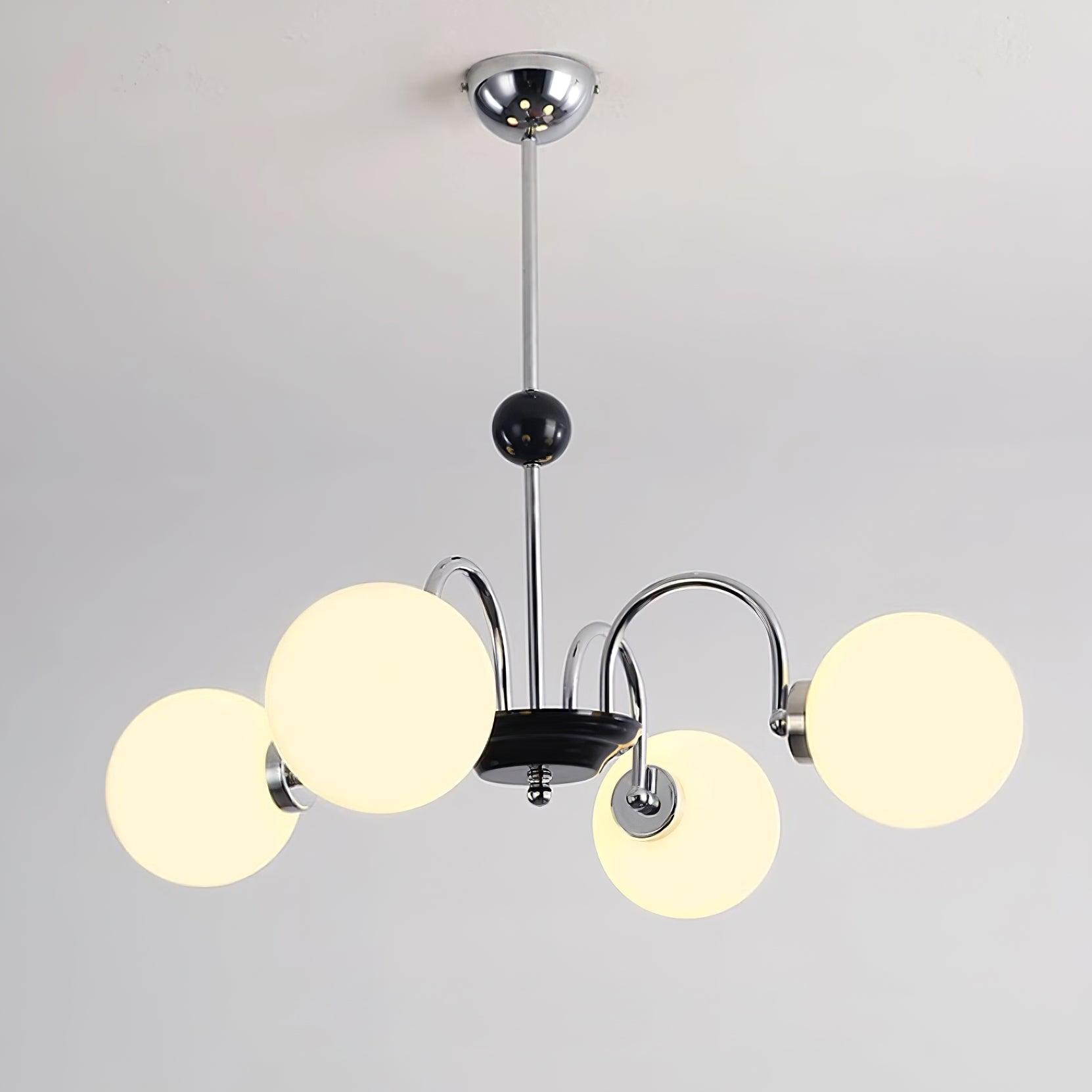 Chandelier Curved Arms Globe Shades Modern Retro Style Dining - Neutralighting