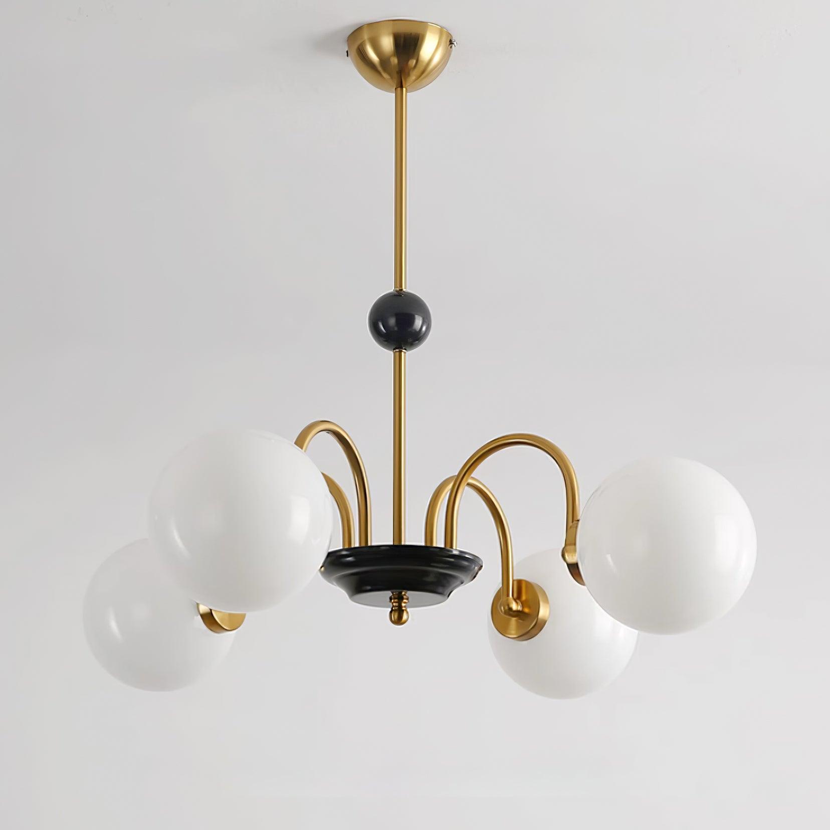 Chandelier Curved Arms Globe Shades Modern Retro Style Dining - Neutralighting