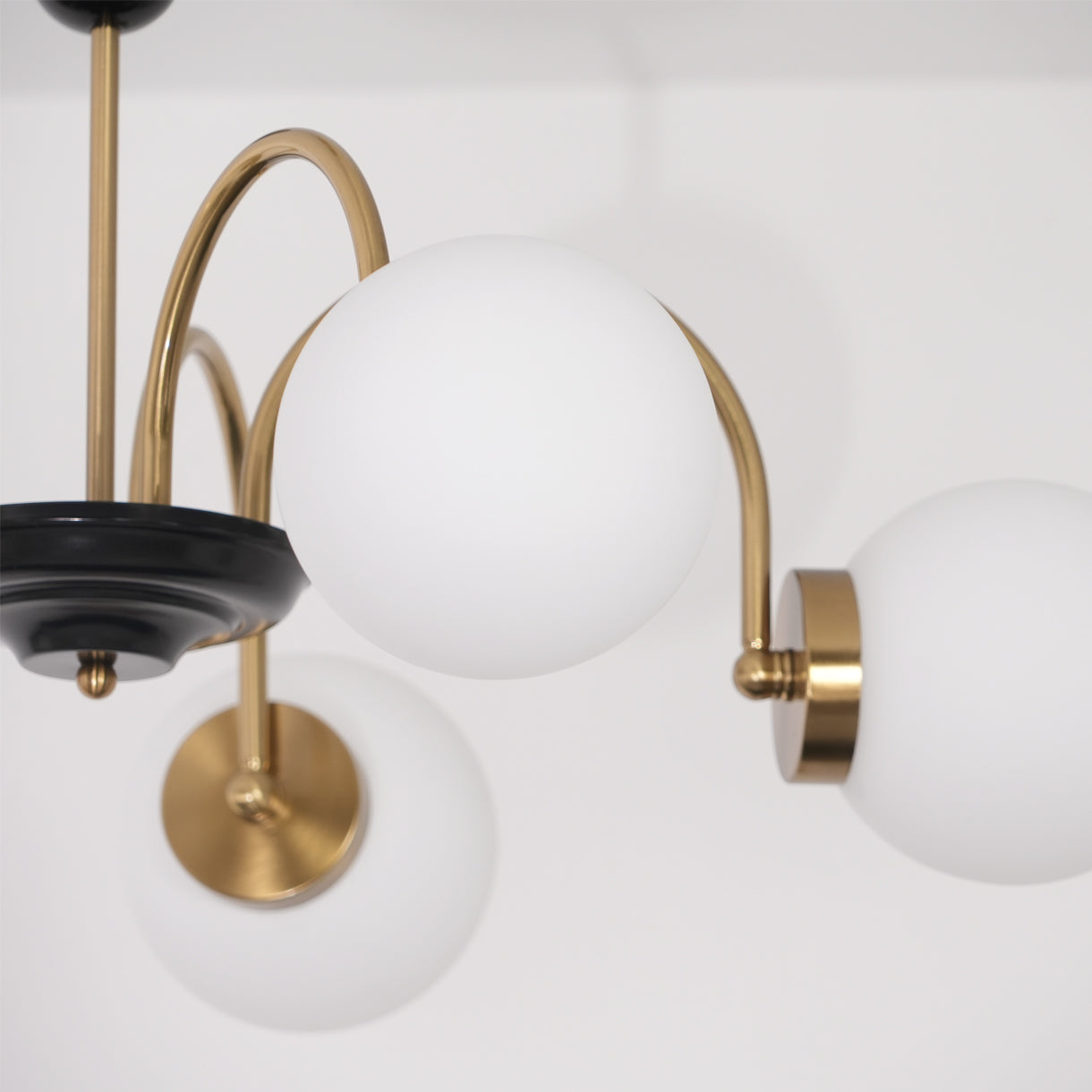 Chandelier Curved Arms Globe Shades Modern Retro Style Dining - Neutralighting
