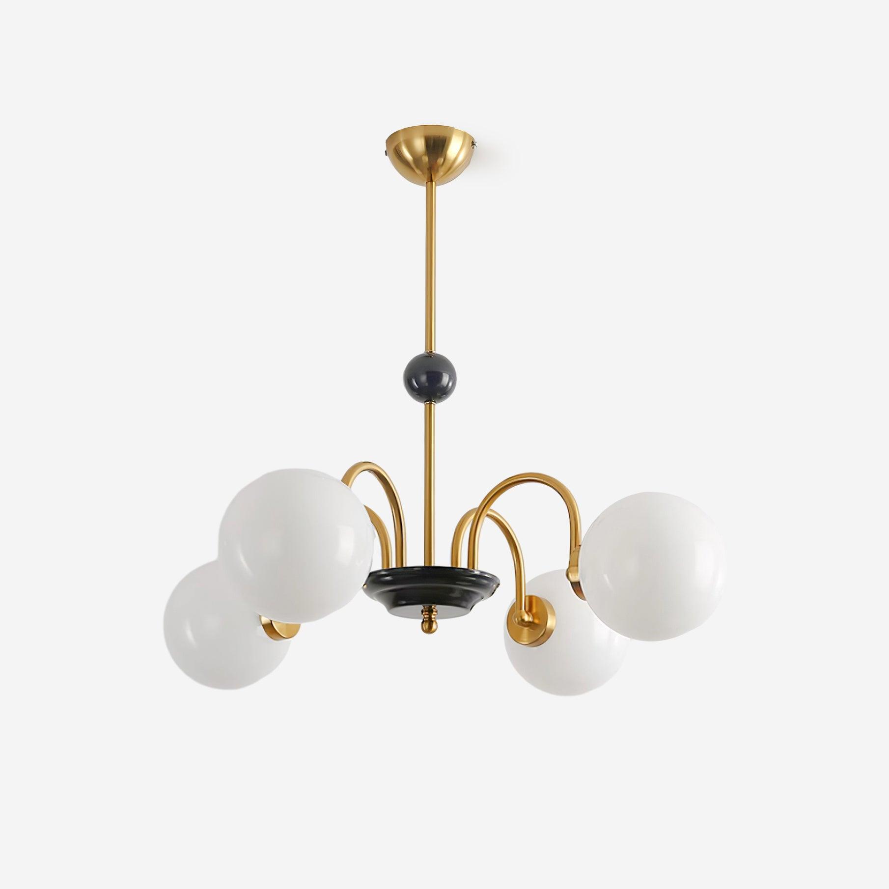 Chandelier Curved Arms Globe Shades Modern Retro Style Dining - Neutralighting