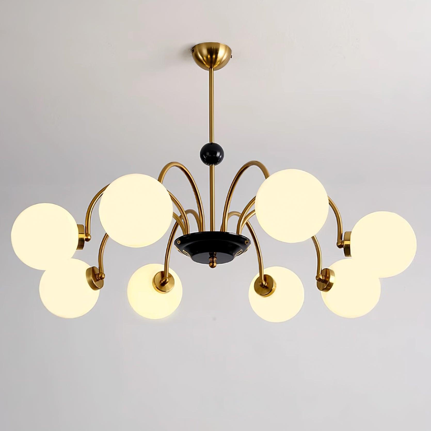 Chandelier Curved Arms Globe Shades Modern Retro Style Dining - Neutralighting