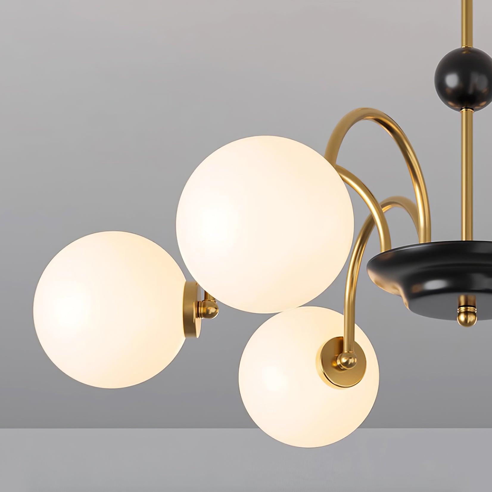 Chandelier Curved Arms Globe Shades Modern Retro Style Dining - Neutralighting