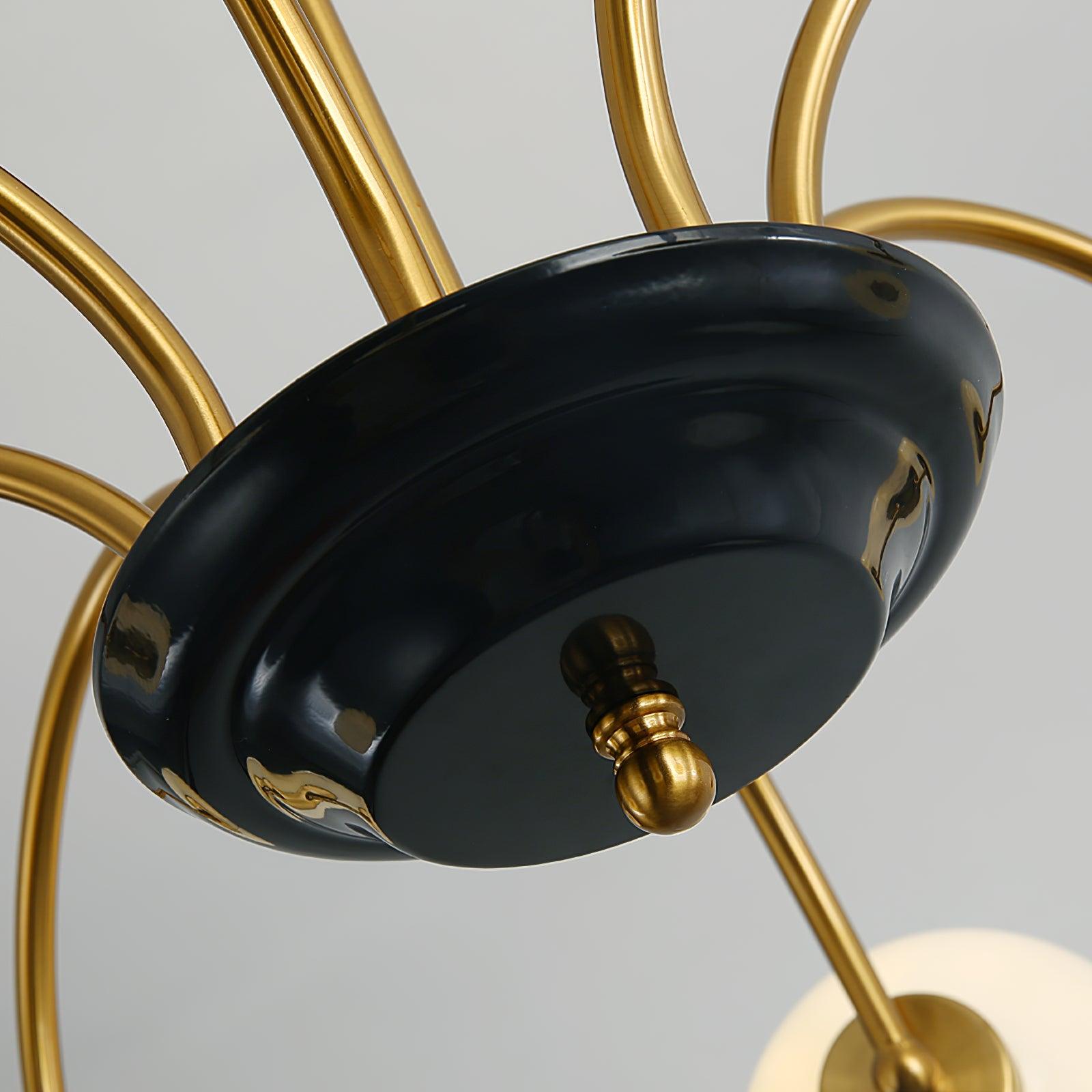 Chandelier Curved Arms Globe Shades Modern Retro Style Dining - Neutralighting
