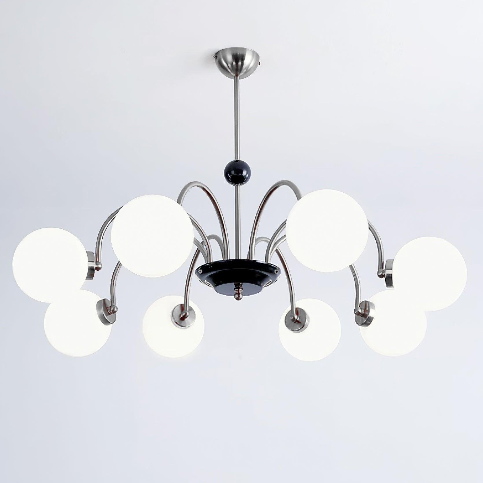 Chandelier Curved Arms Globe Shades Modern Retro Style Dining - Neutralighting