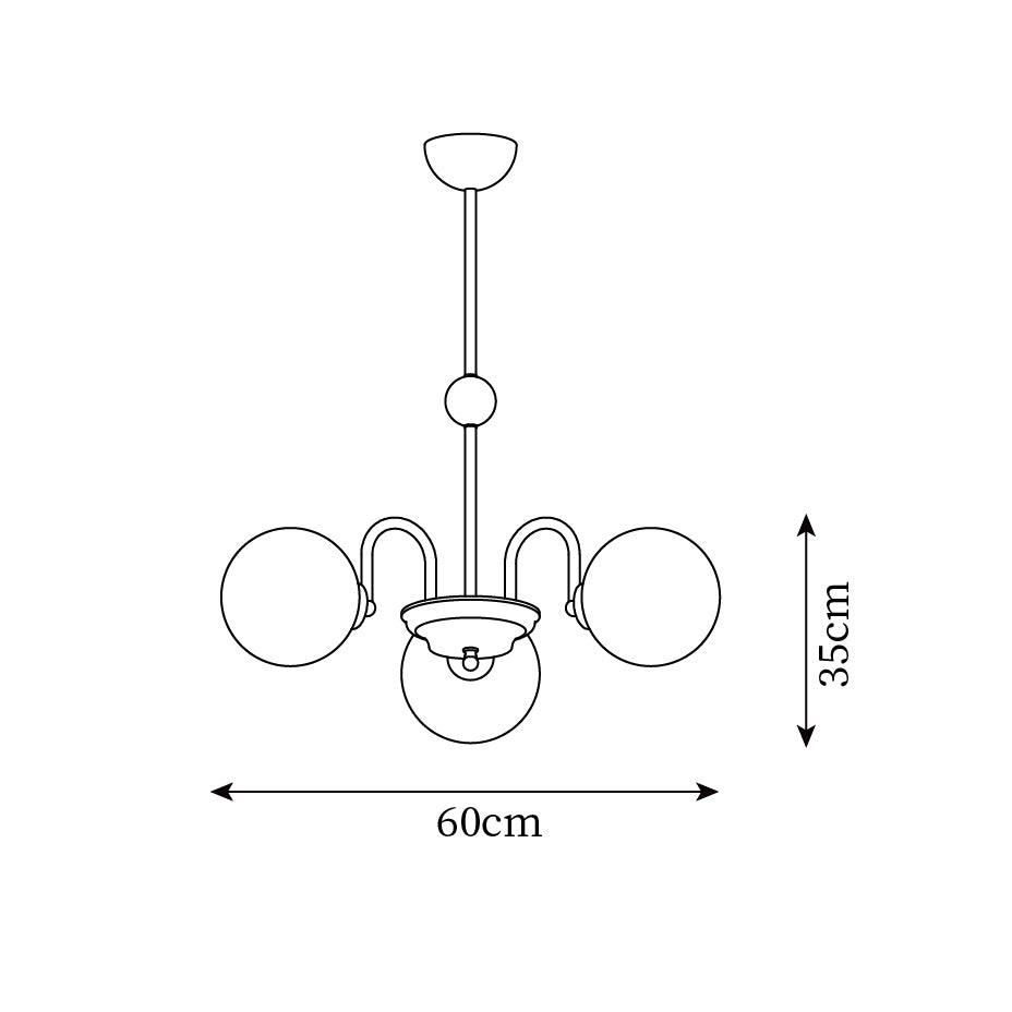 Chandelier Curved Arms Globe Shades Modern Retro Style Dining - Neutralighting