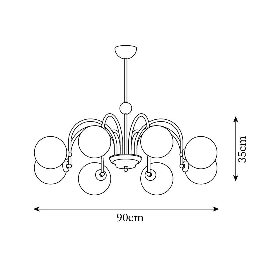 Chandelier Curved Arms Globe Shades Modern Retro Style Dining - Neutralighting