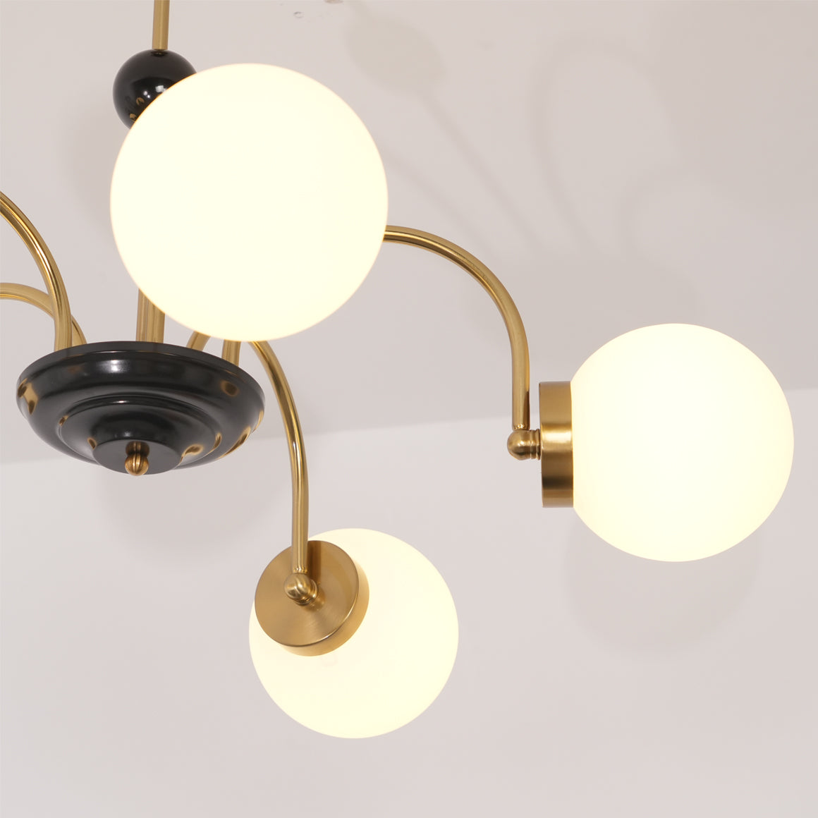 Chandelier Curved Arms Globe Shades Modern Retro Style Dining - Neutralighting
