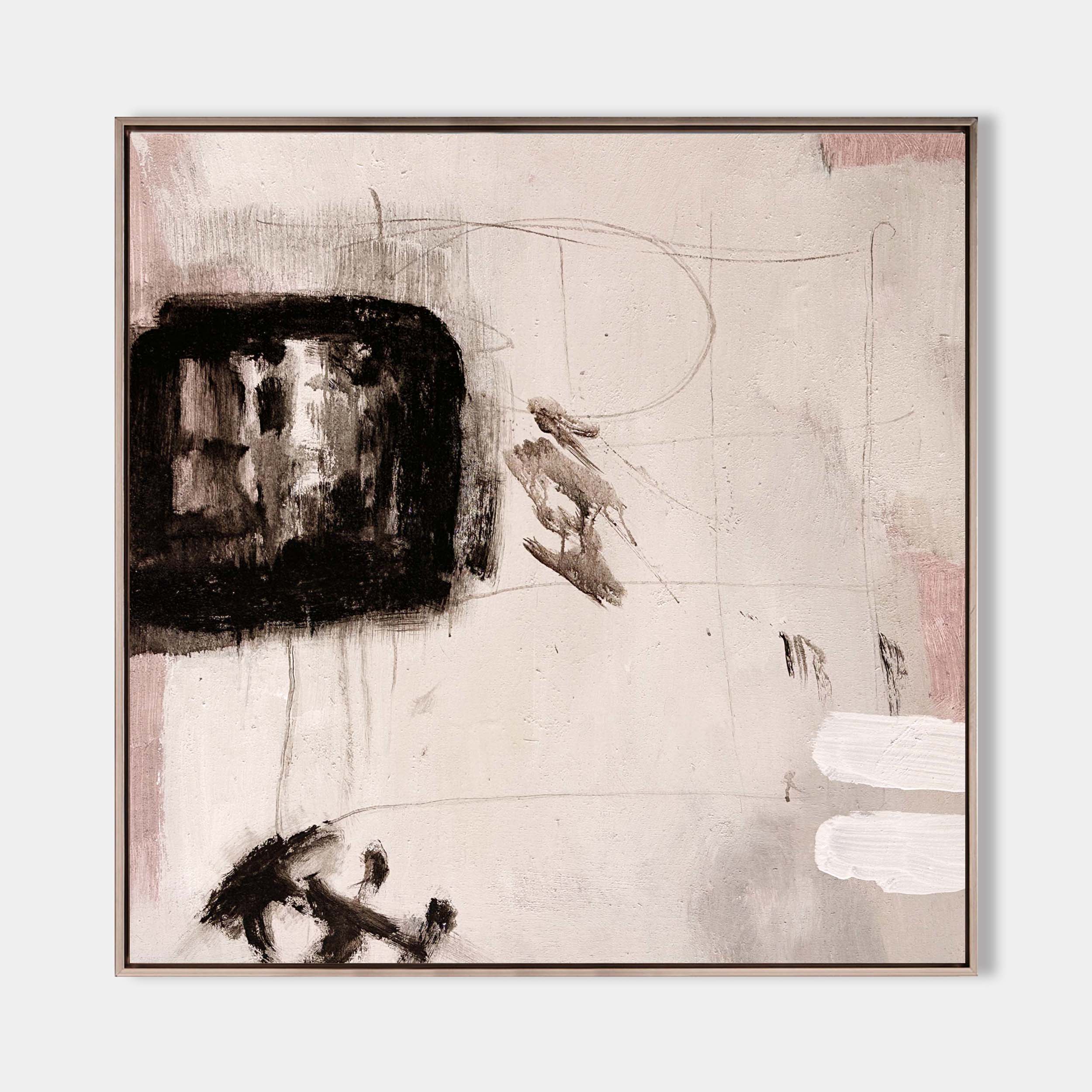 Black Beige Minimalist Abstract Painting