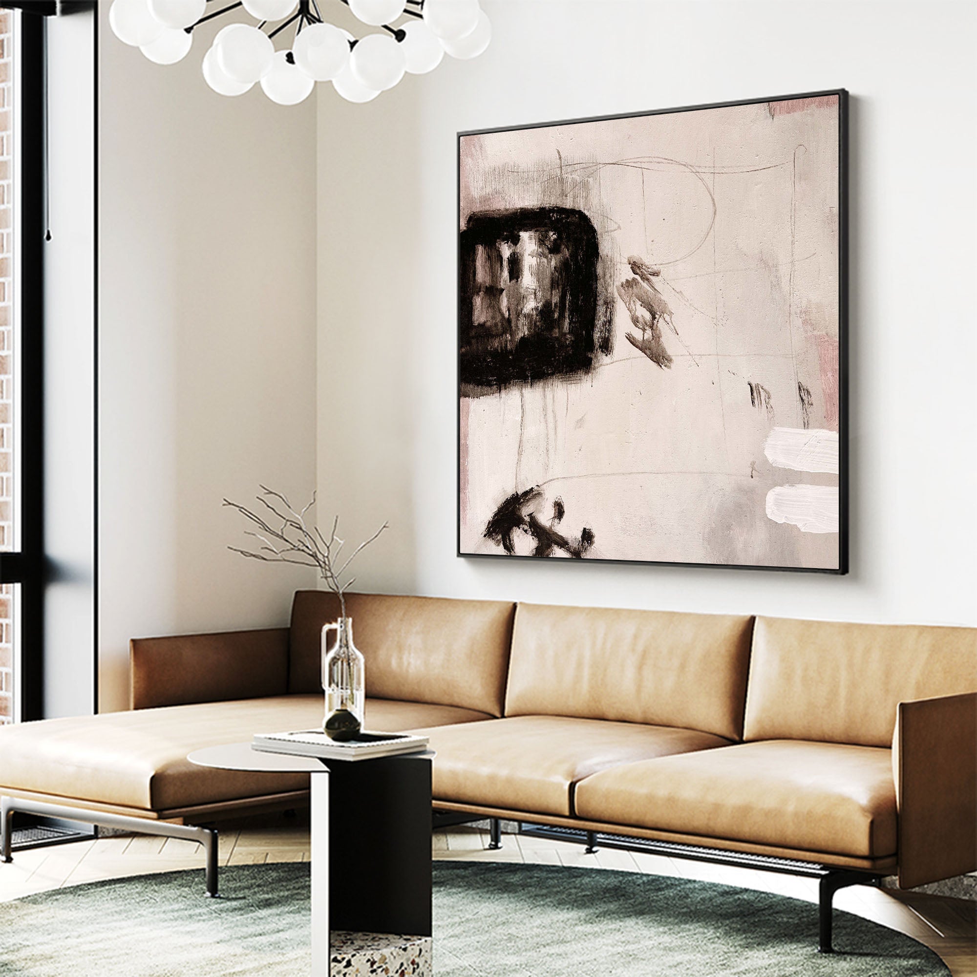 Black Beige Minimalist Abstract Painting
