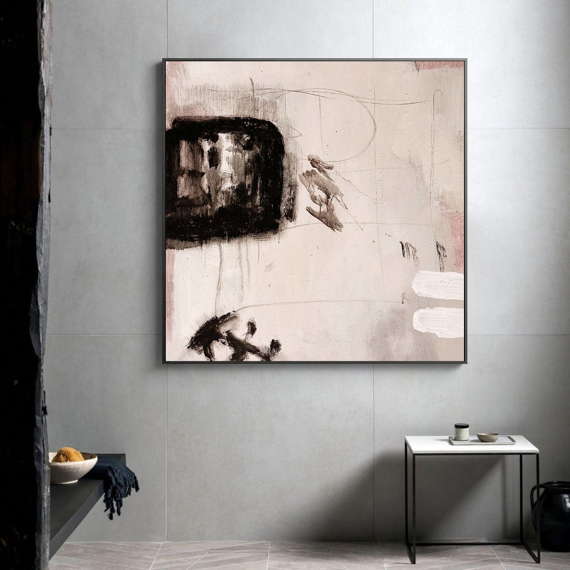 Black Beige Minimalist Abstract Painting