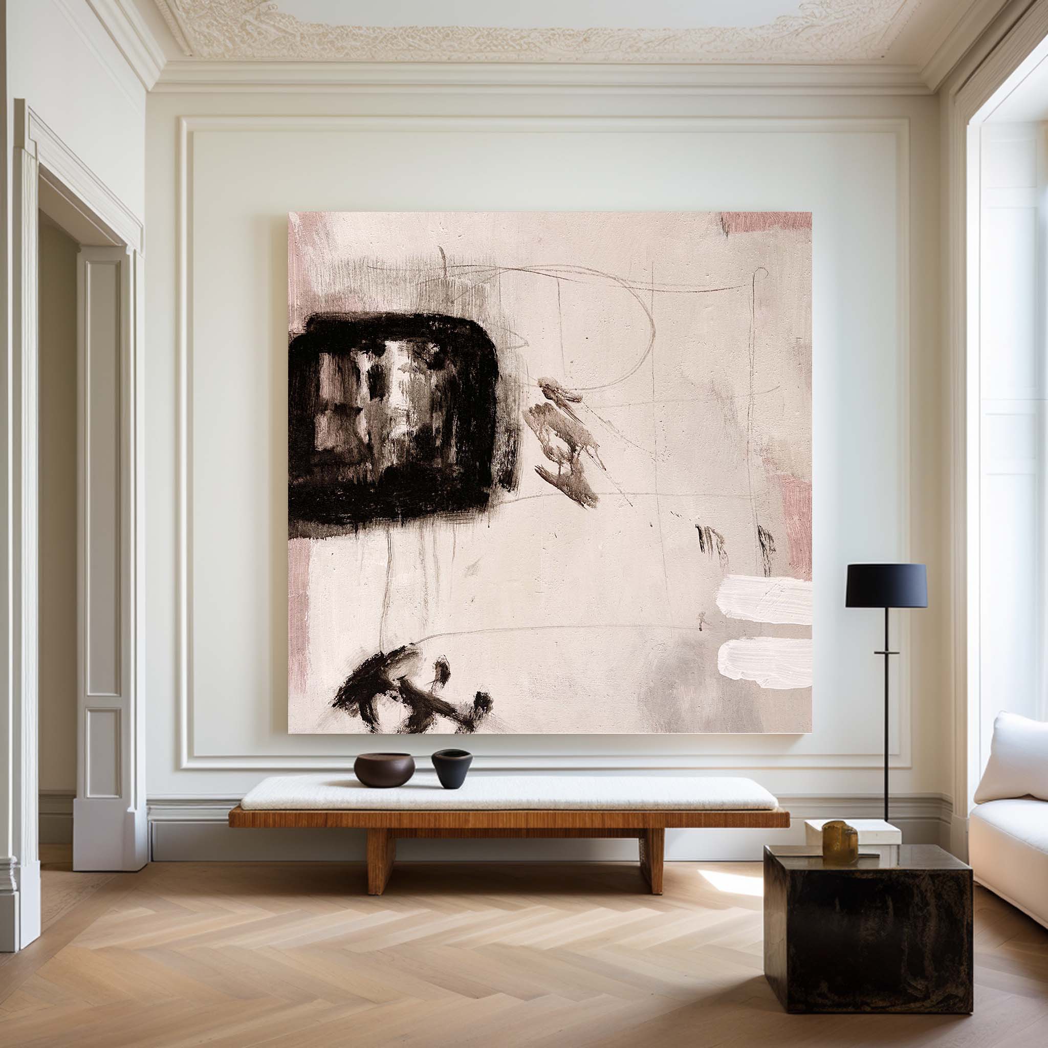 Black Beige Minimalist Abstract Painting
