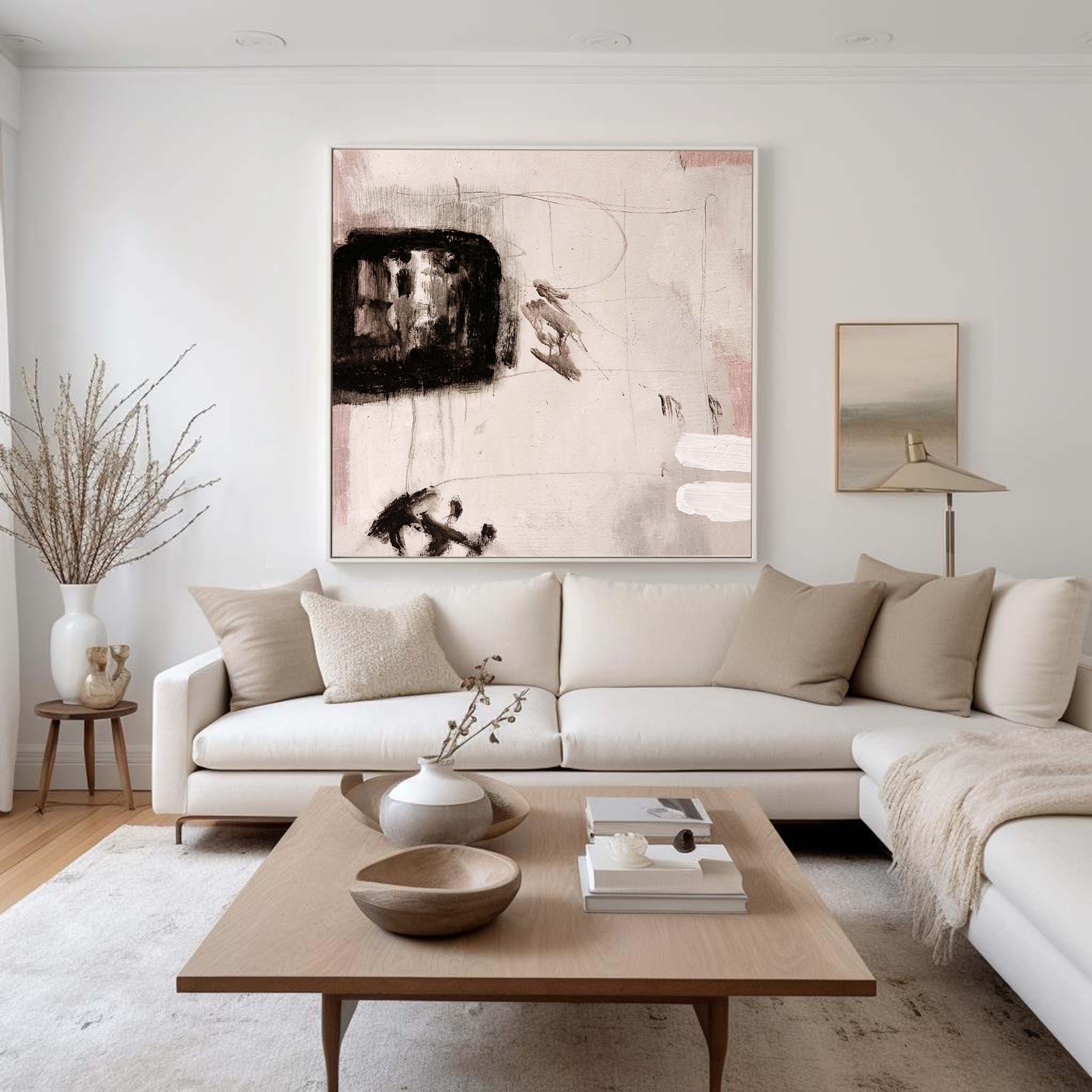 Black Beige Minimalist Abstract Painting