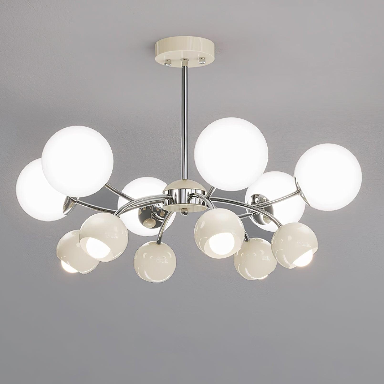 Chandelier Glass Metal Dome Petal Shades Minimalist Ambient Glow - Neutralighting