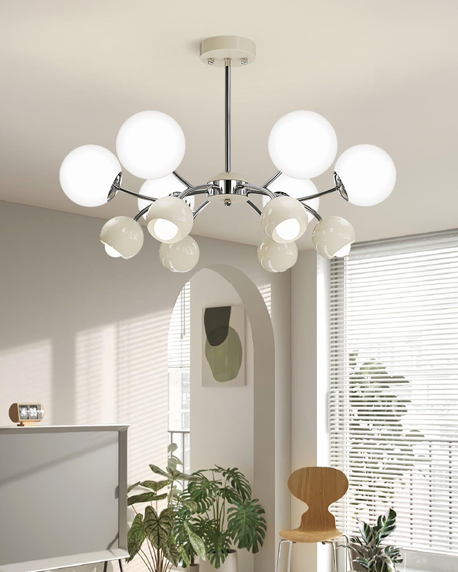 Chandelier Glass Metal Dome Petal Shades Minimalist Ambient Glow - Neutralighting