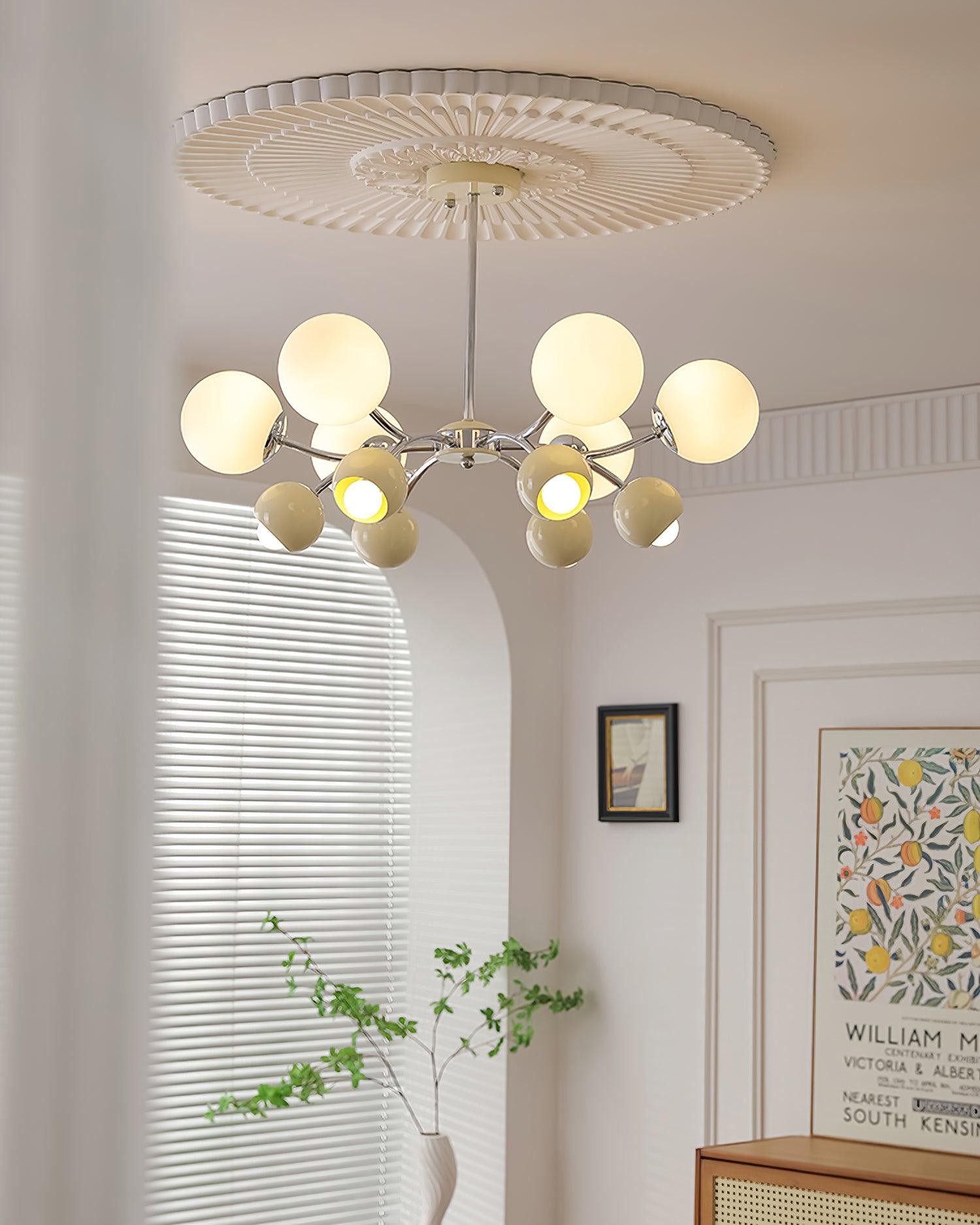 Chandelier Glass Metal Dome Petal Shades Minimalist Ambient Glow - Neutralighting